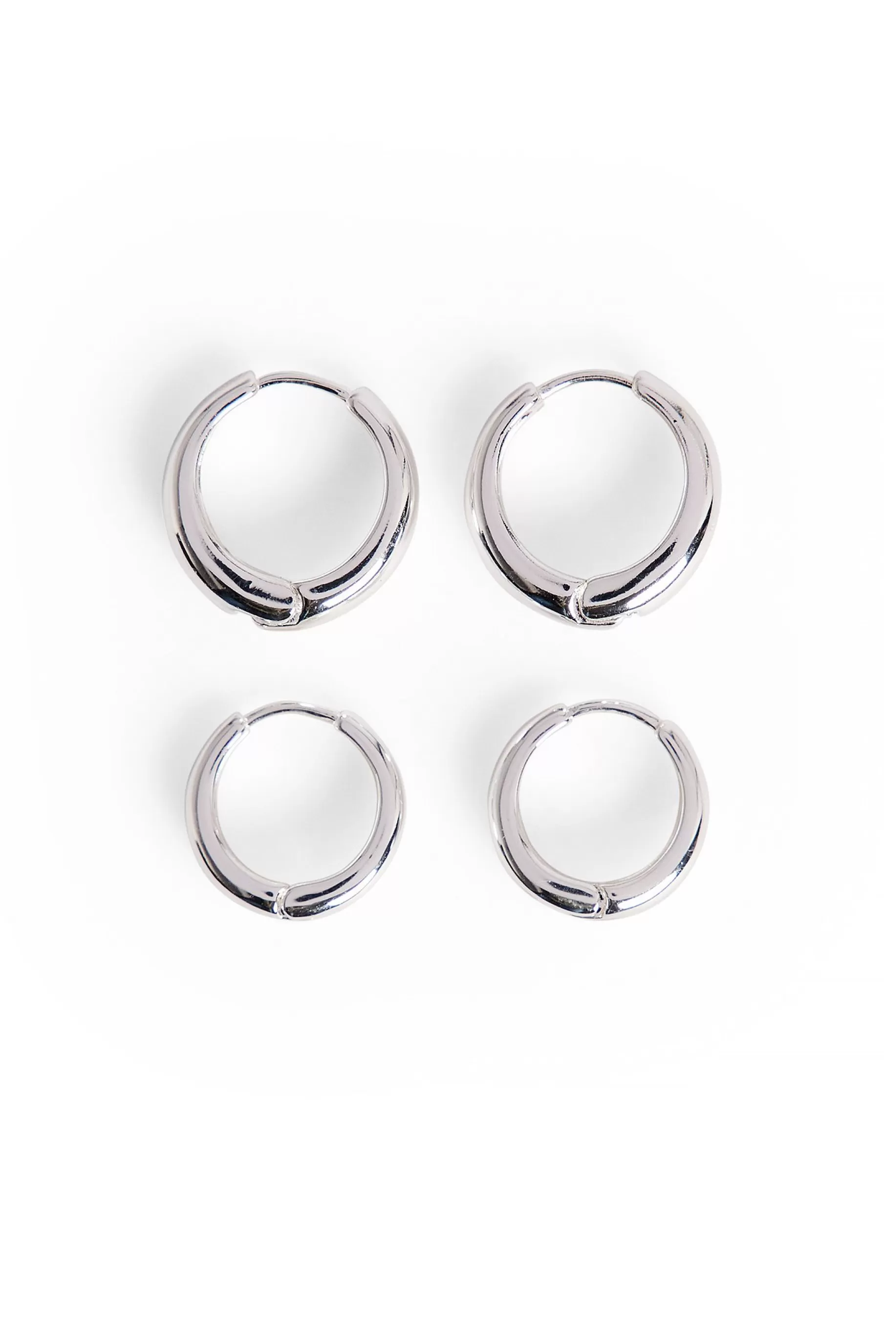 NA-KD 2-Pack Silver Plated Basic Chubby Hoops Silver