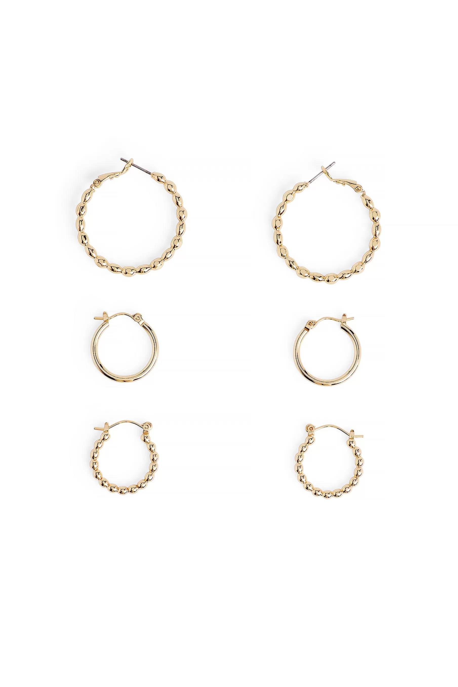 NA-KD 3-pack Mixed Hoops Earrings Gold