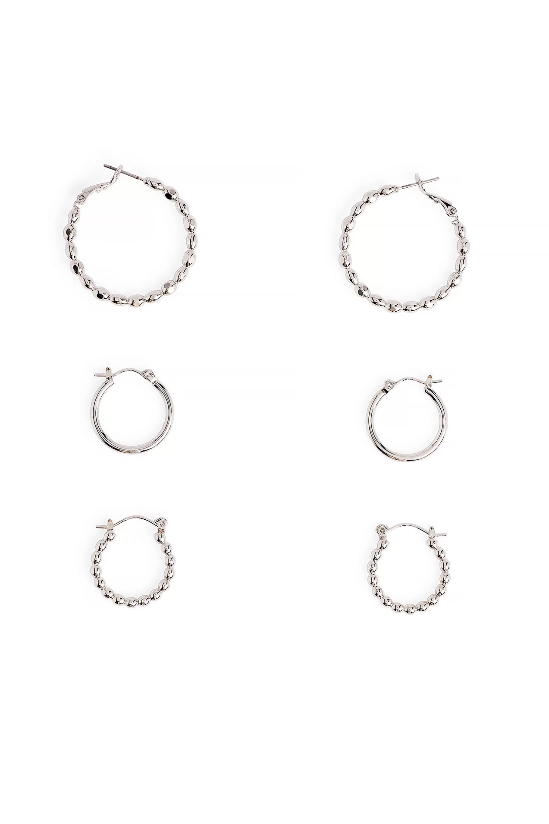 NA-KD 3-pack Mixed Hoops Earrings Silver