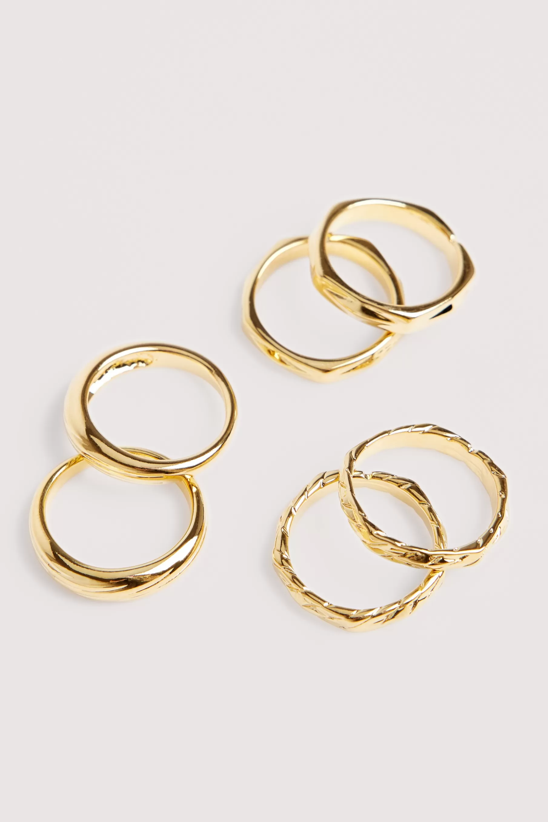 NA-KD 6-pack Mixed Gold Plated Pattern Rings Gold