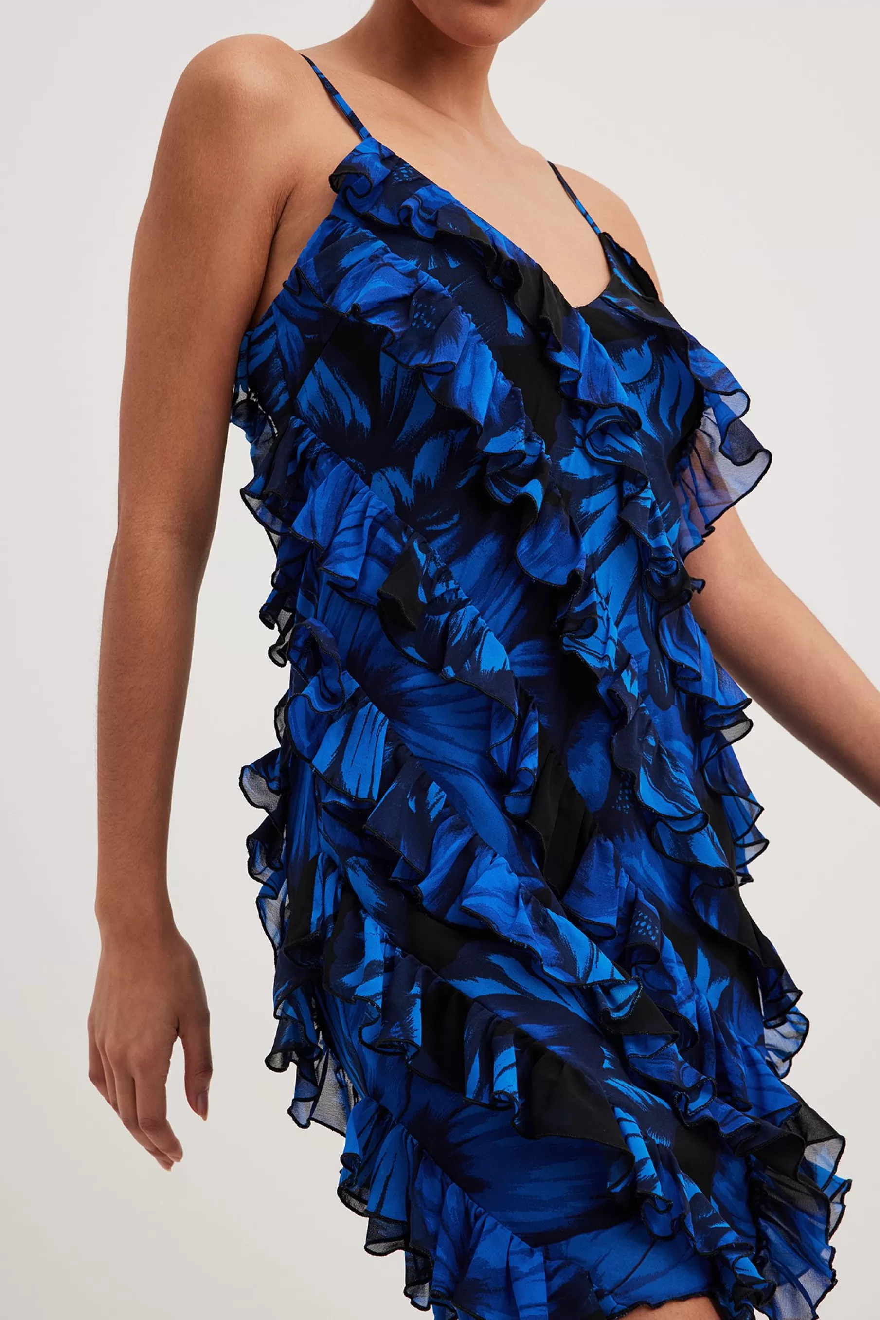 NA-KD All Over Frills Mini Dress Blue