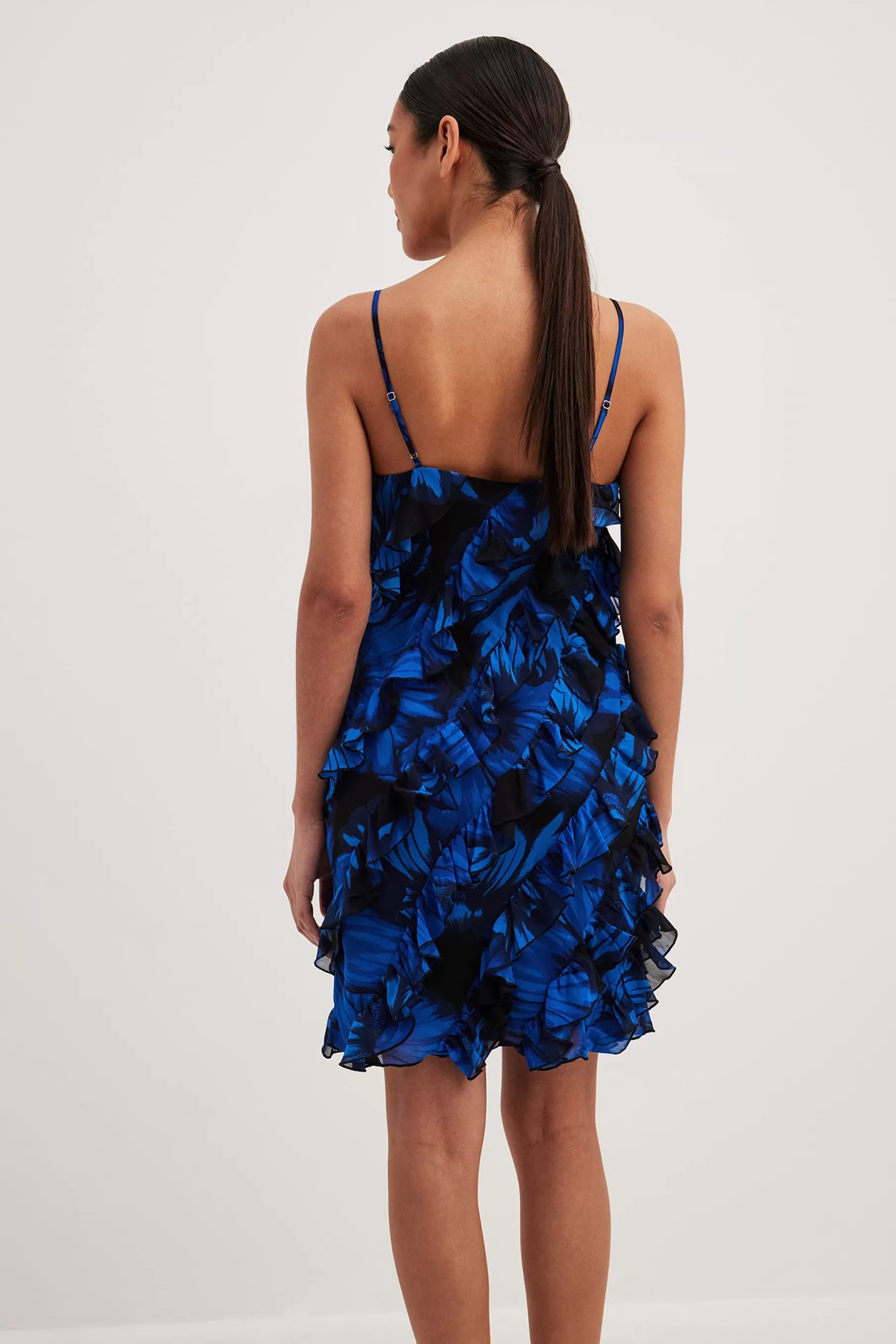 NA-KD All Over Frills Mini Dress Blue