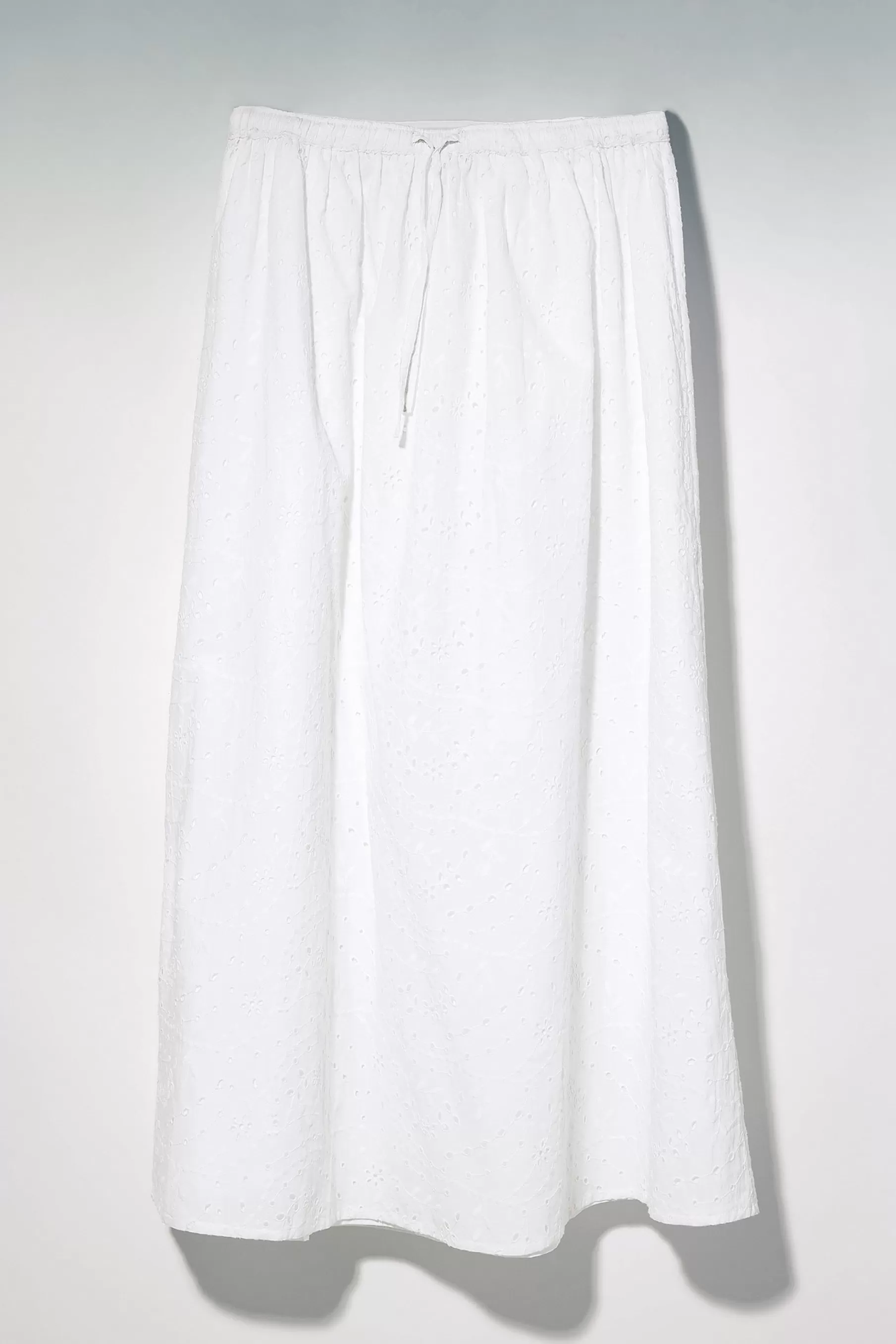 NA-KD Anglaise Maxi Skirt White