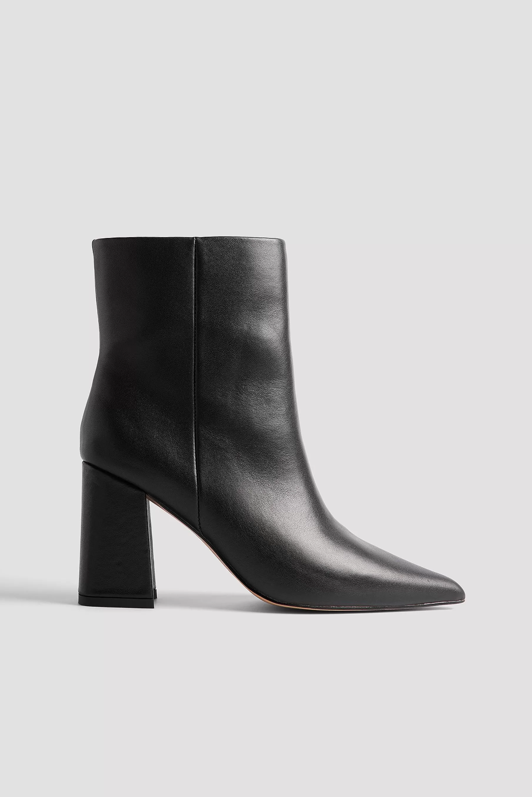 NA-KD Ankle Leather Boots Black