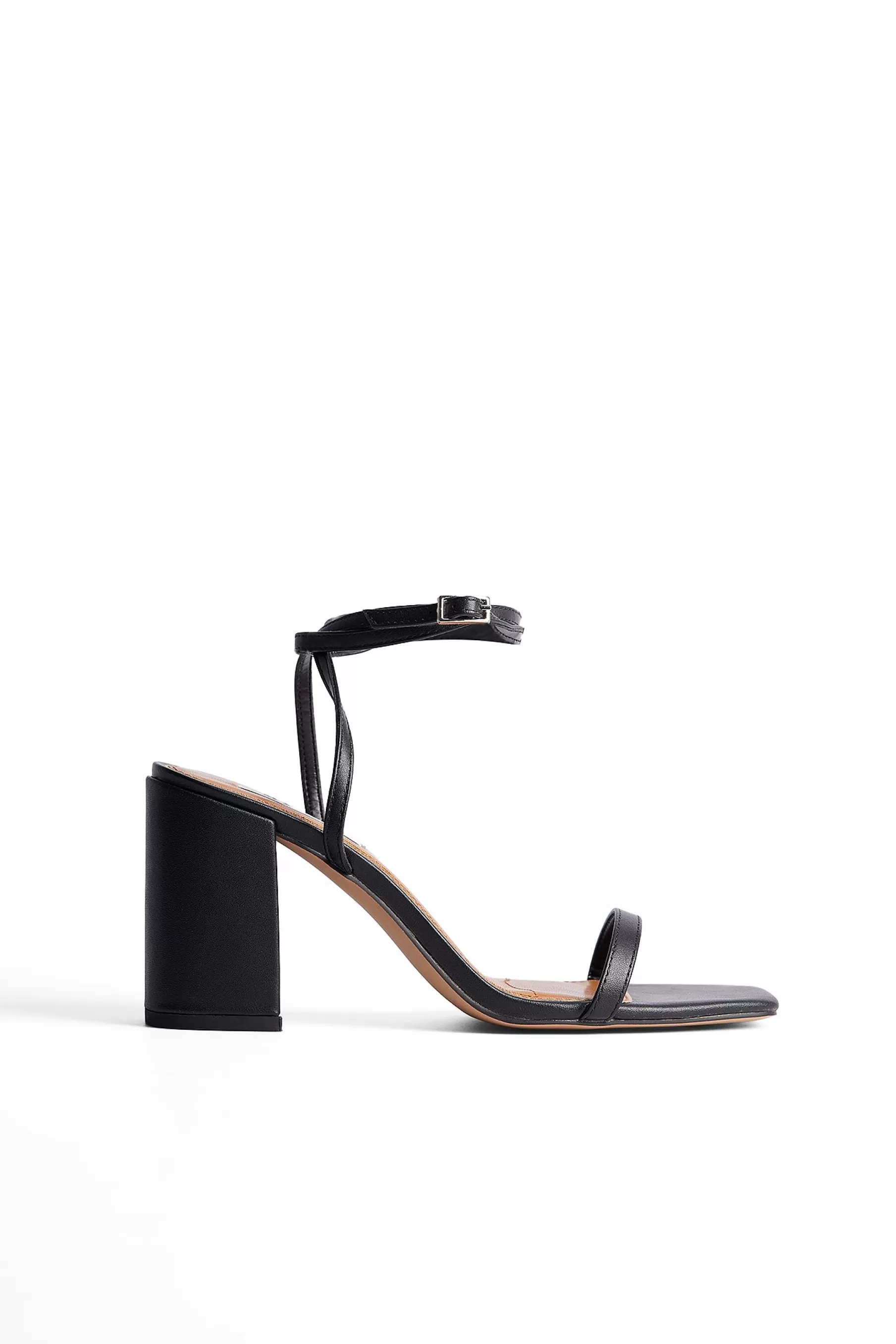 NA-KD Ankle Strap Block Heel Sandals Black