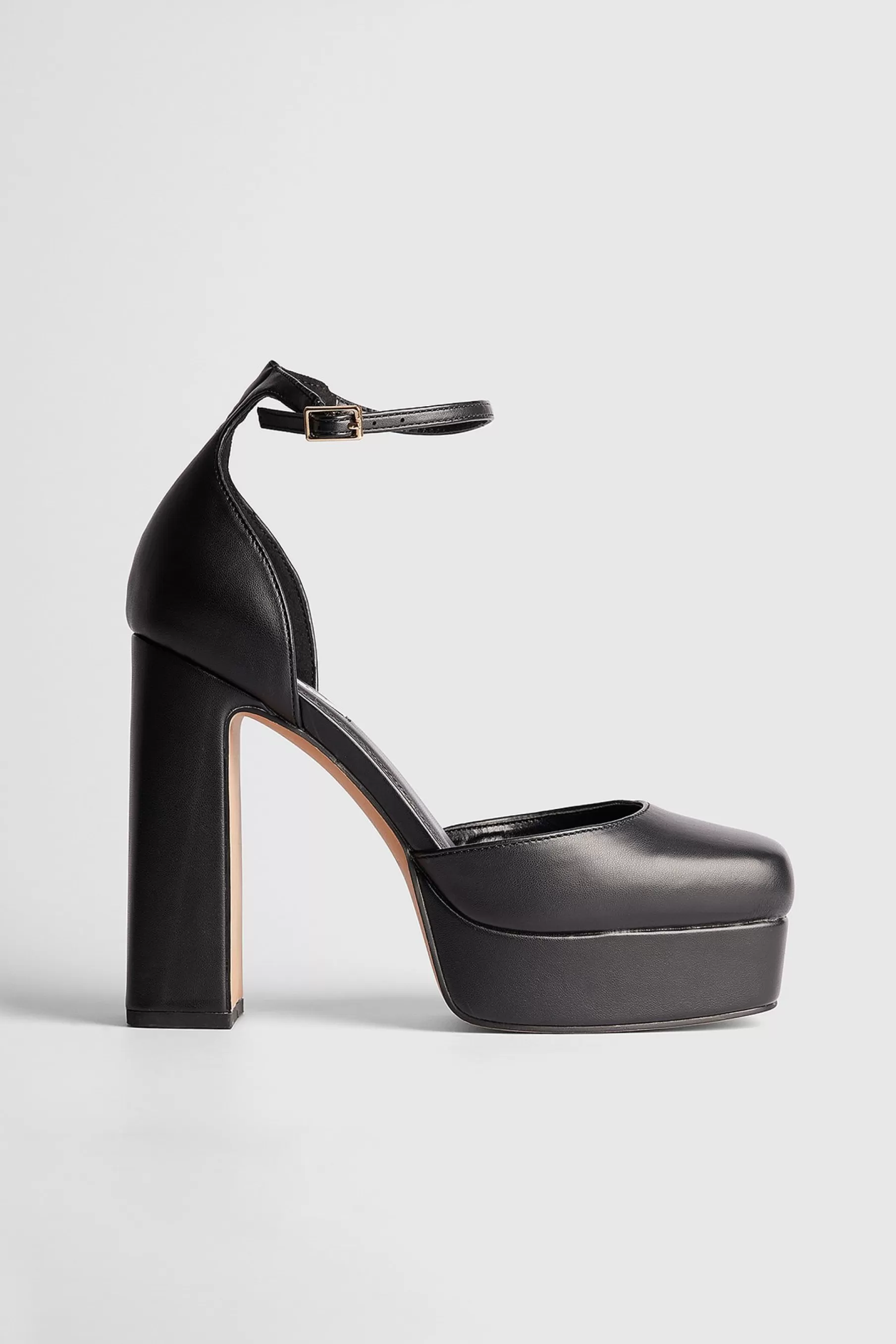 NA-KD Ankle Strap Plateau Pumps Black