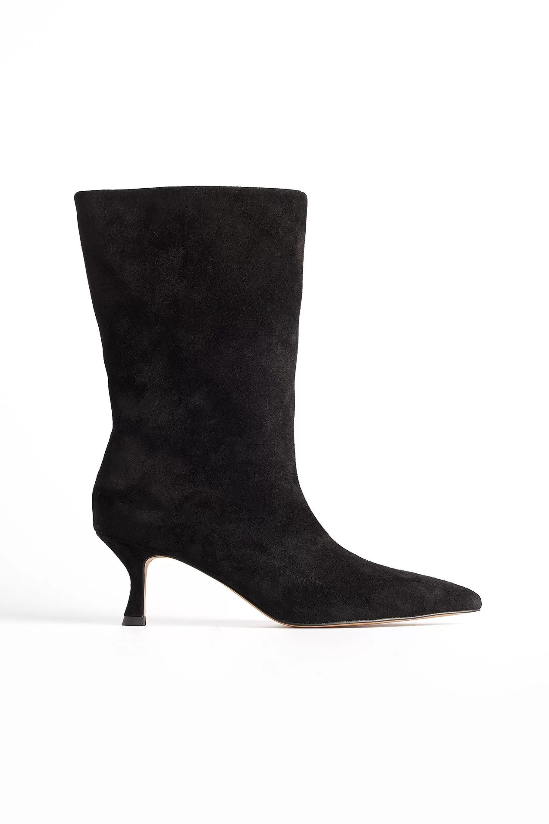 NA-KD Ankle Suede Pointy Toe Boots Black