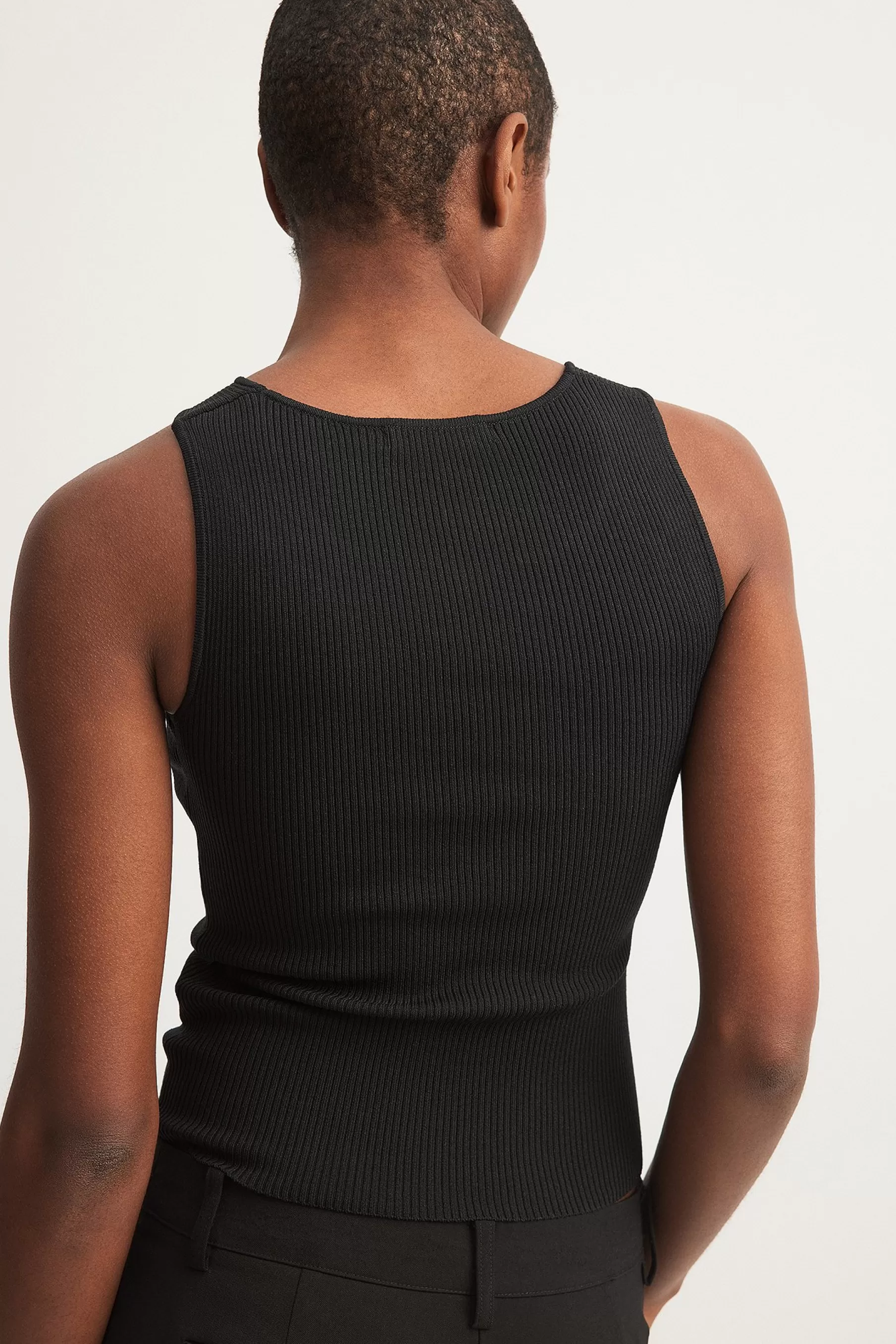 NA-KD Asymetric Cut Out Knitted Top Black