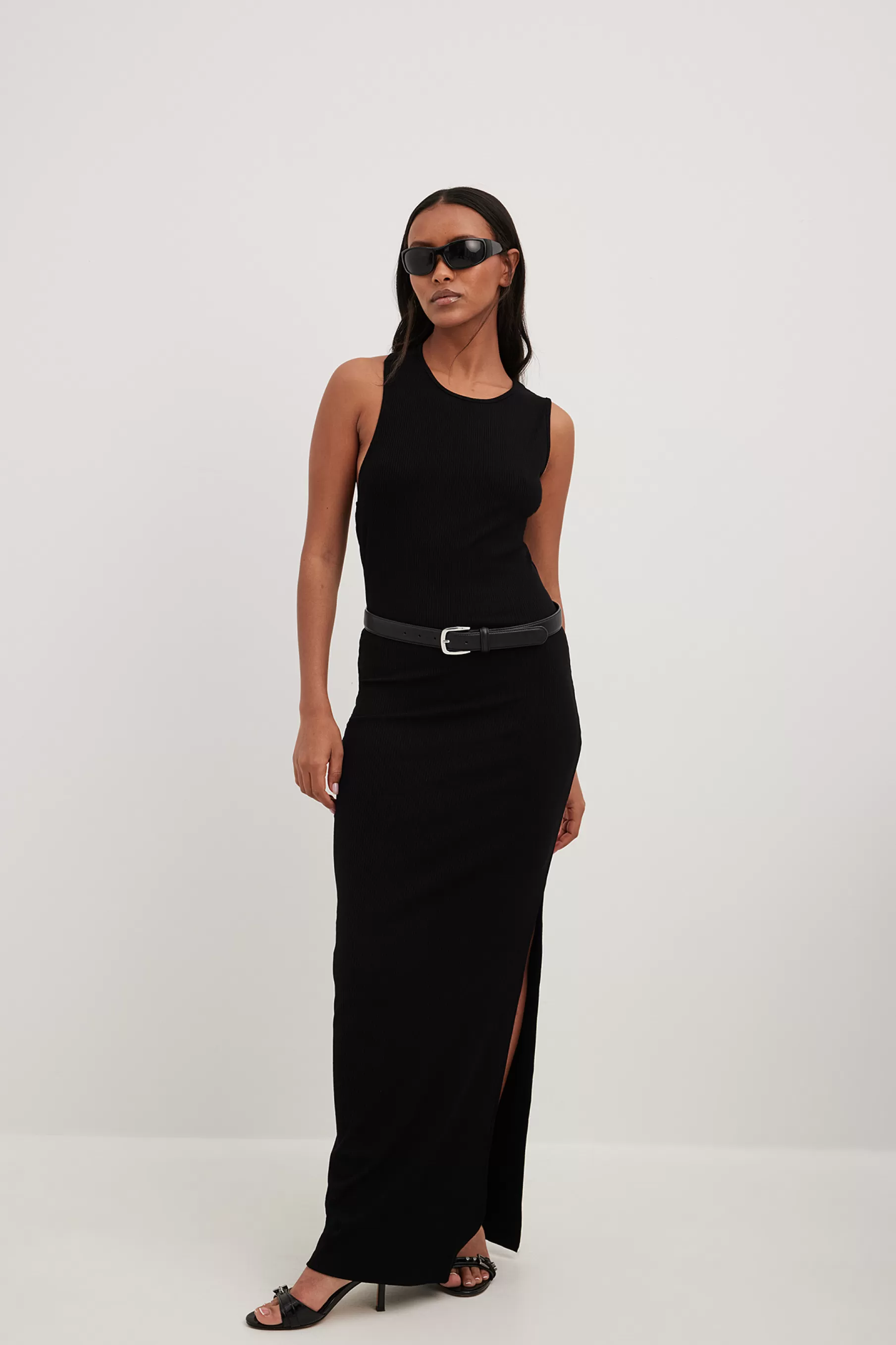 NA-KD Asymmetric Back Maxi Dress Black