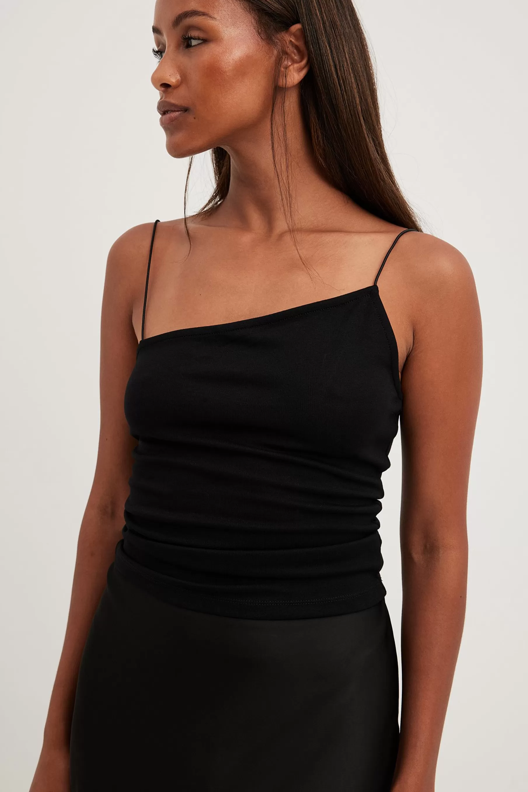 NA-KD Asymmetric Jersey Top Black