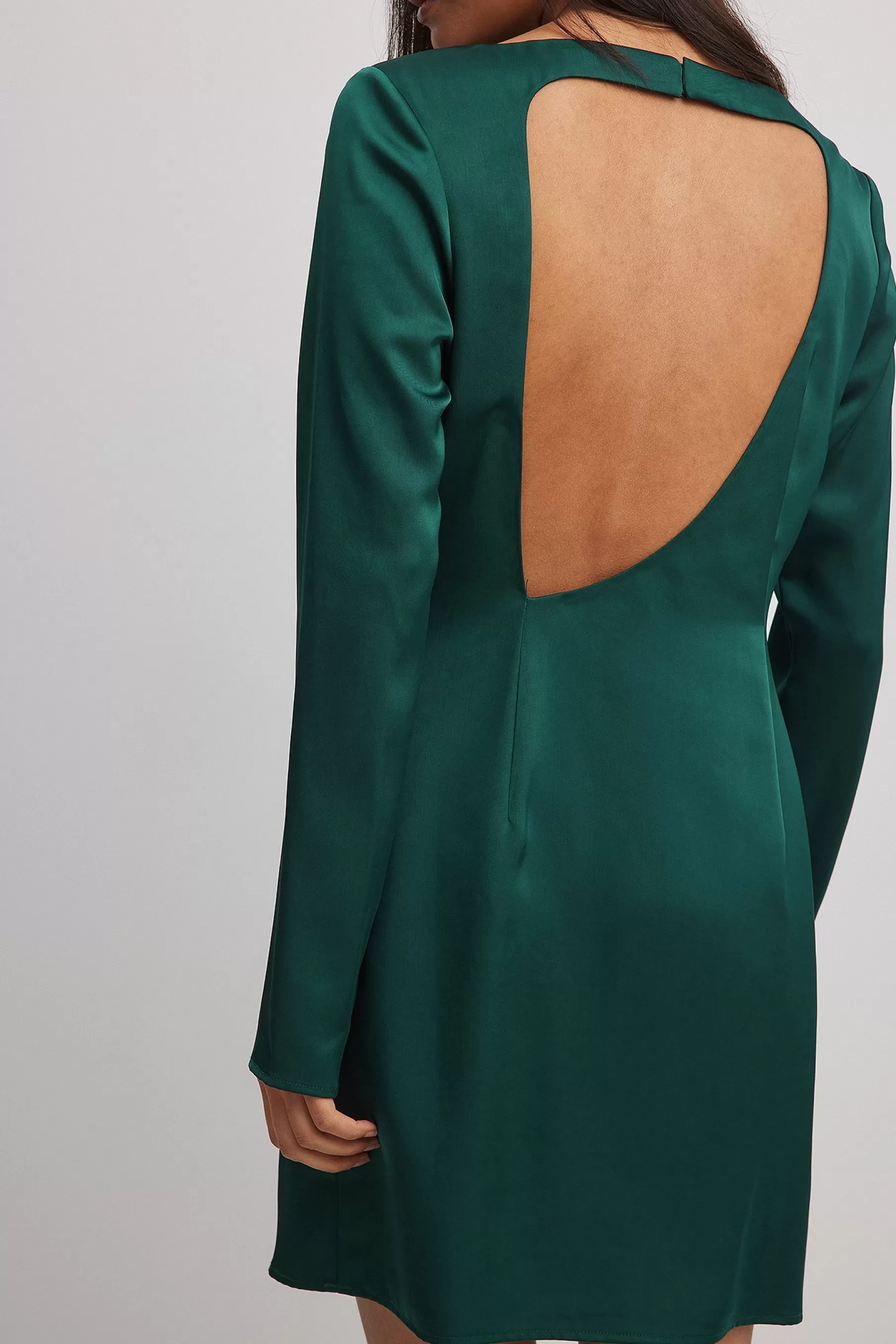 NA-KD Asymmetric Open Back Mini Dress Green