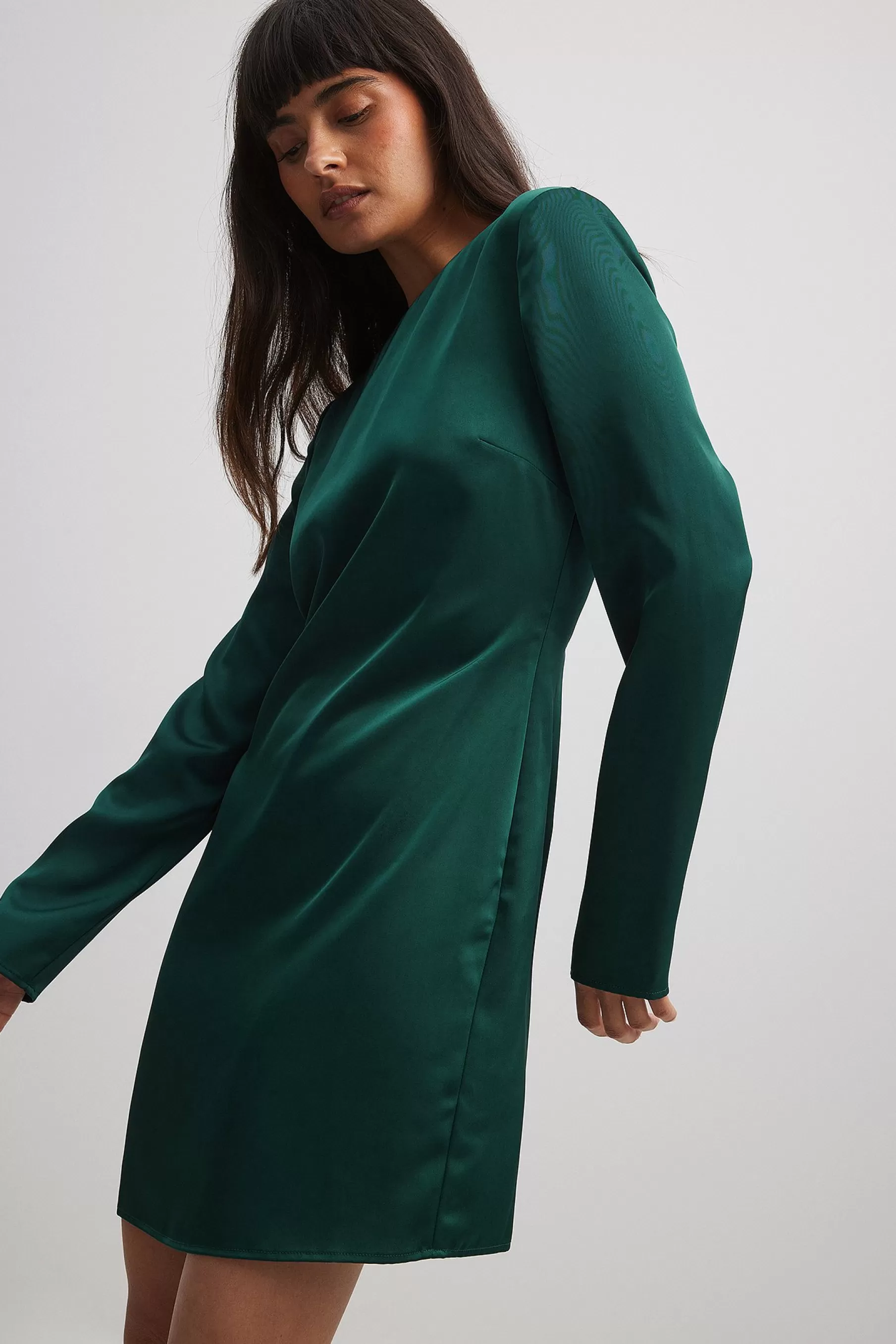 NA-KD Asymmetric Open Back Mini Dress Green