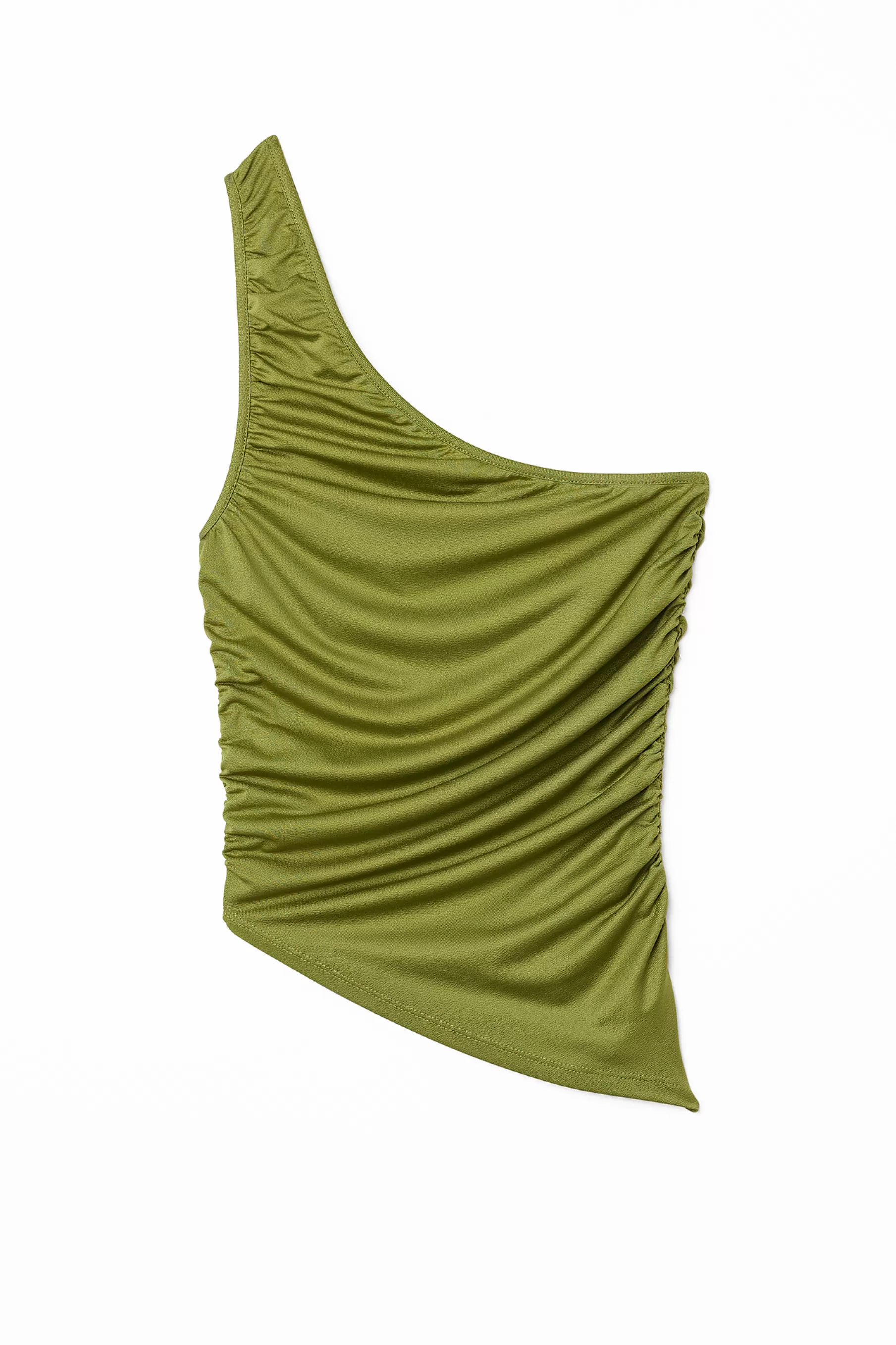 NA-KD Asymmetric Side Jersey Top Green