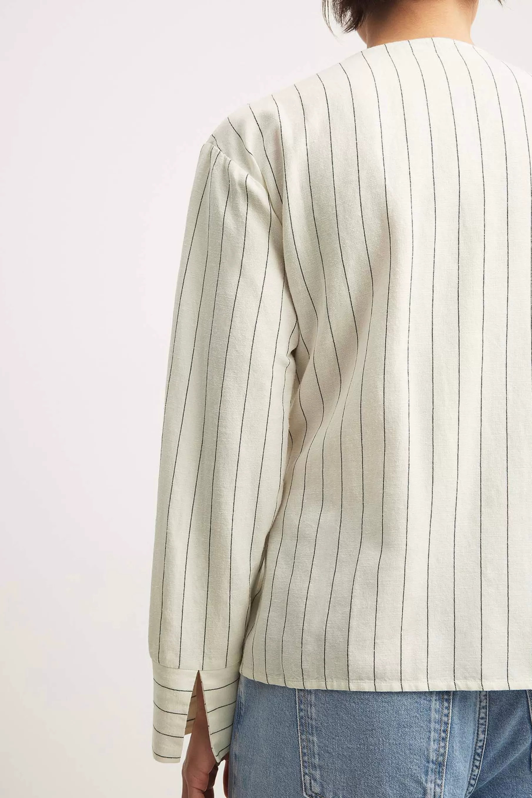 NA-KD Asymmetric Tie Detail Striped Blouse Stripe