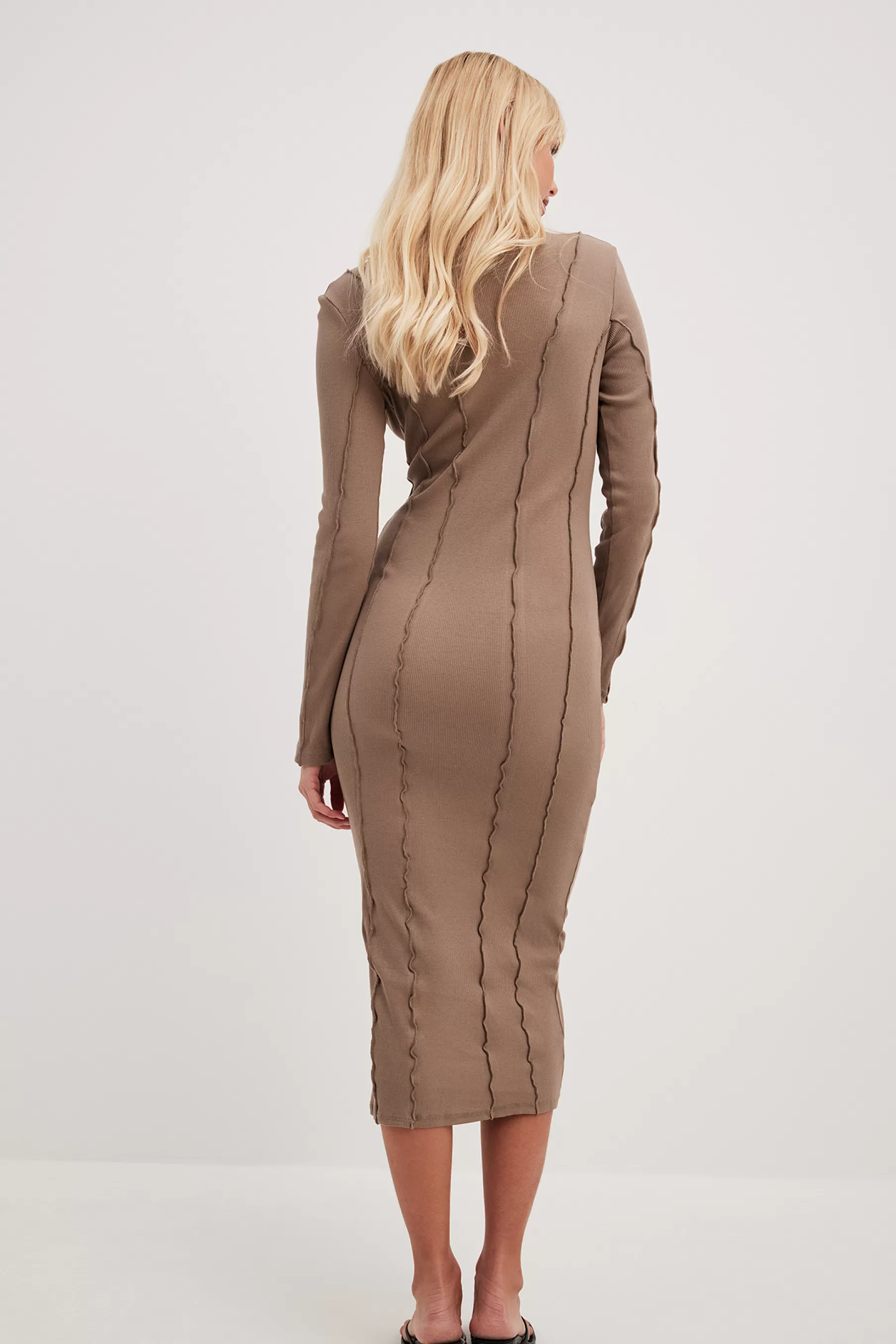 NA-KD Babylock Detailed Midi Dress Beige