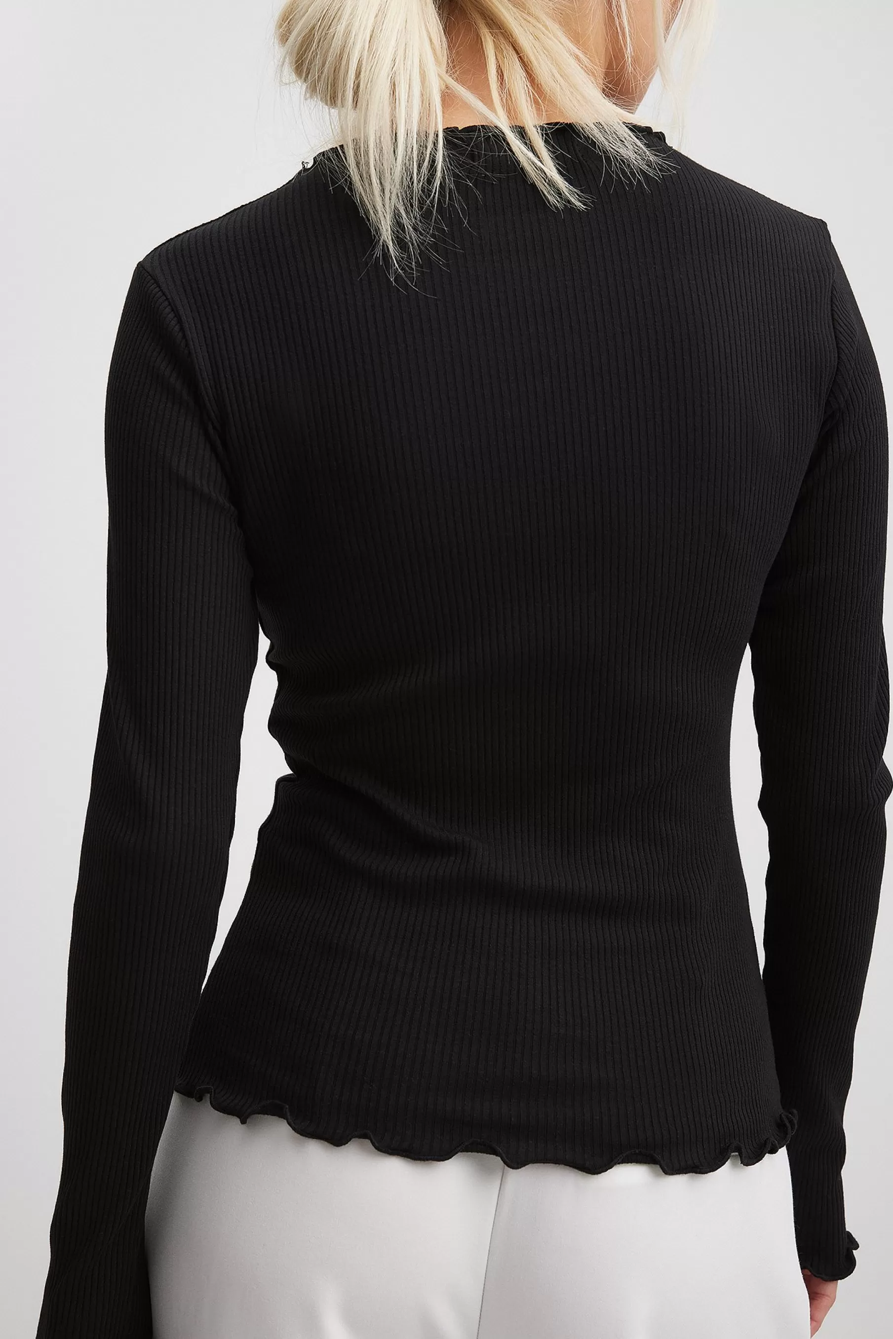 NA-KD Babylock Ribbed Long Sleeve Top Black