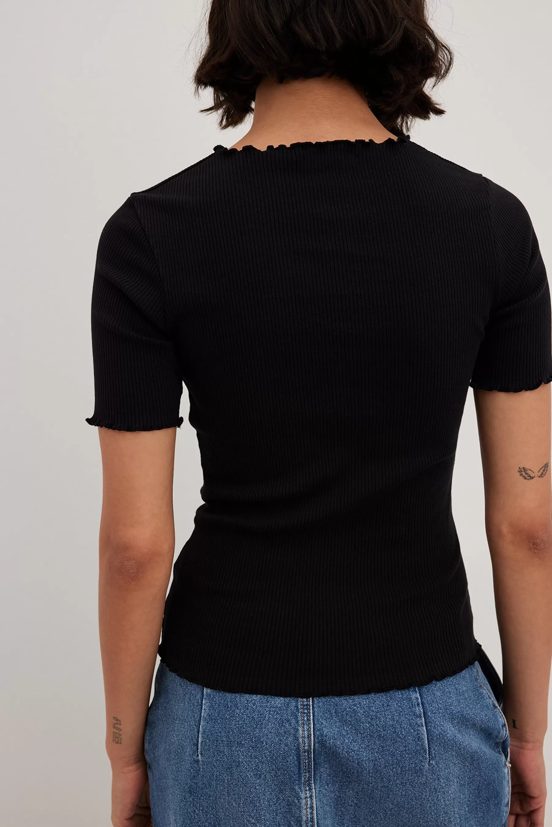 NA-KD Babylock Ribbed Top Black