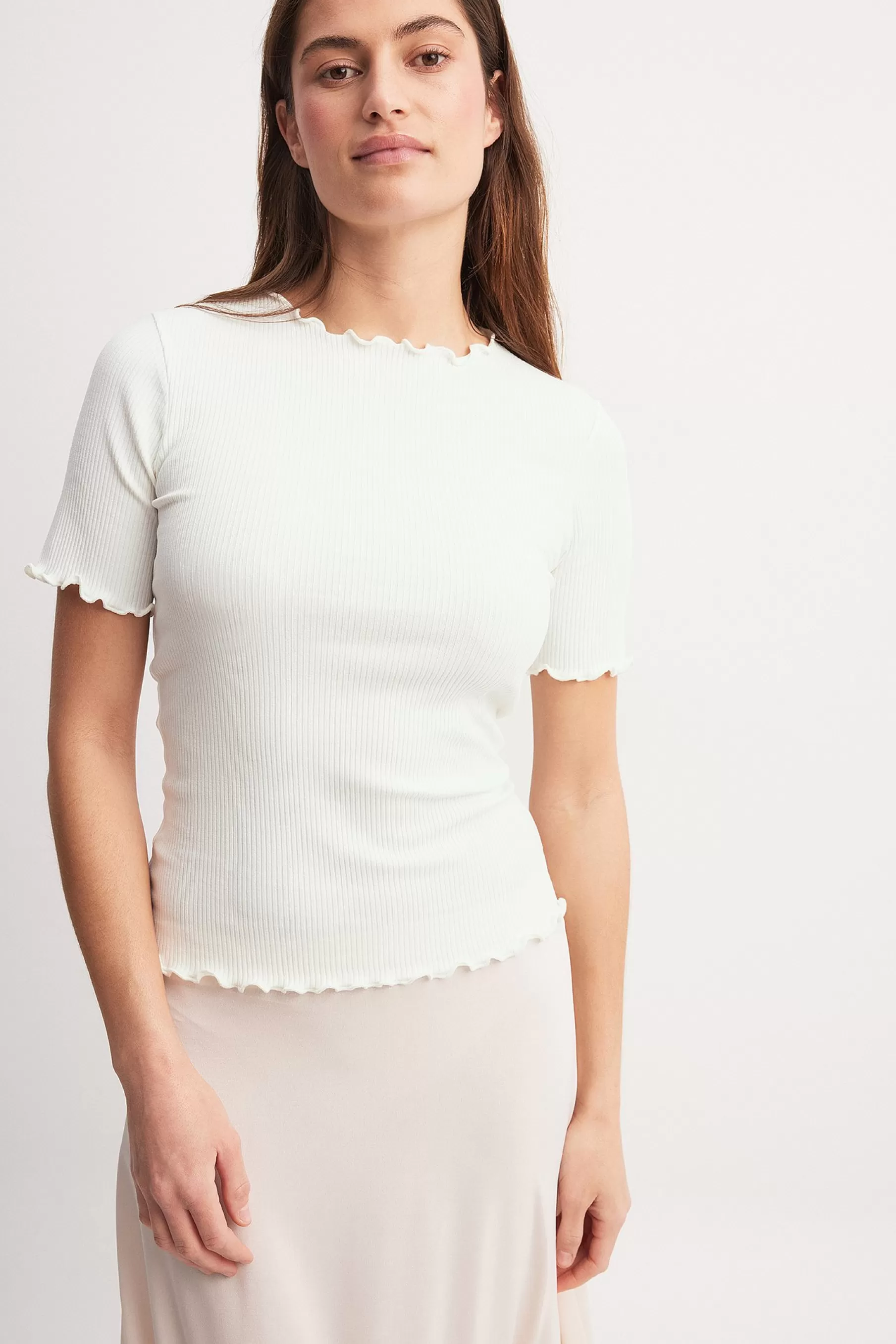 NA-KD Babylock Ribbed Top Offwhite