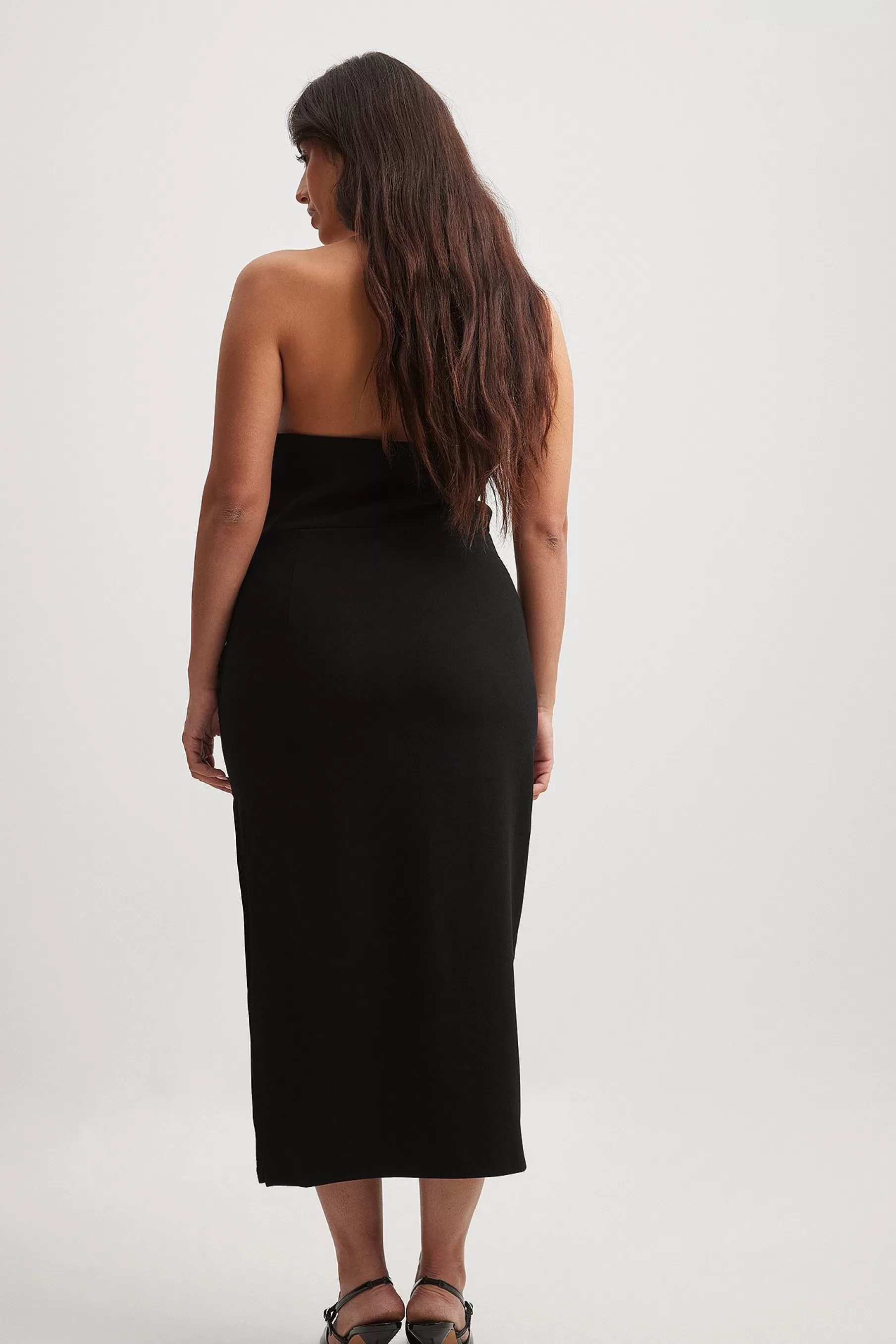 NA-KD Bandeau Corset Midi Dress Black