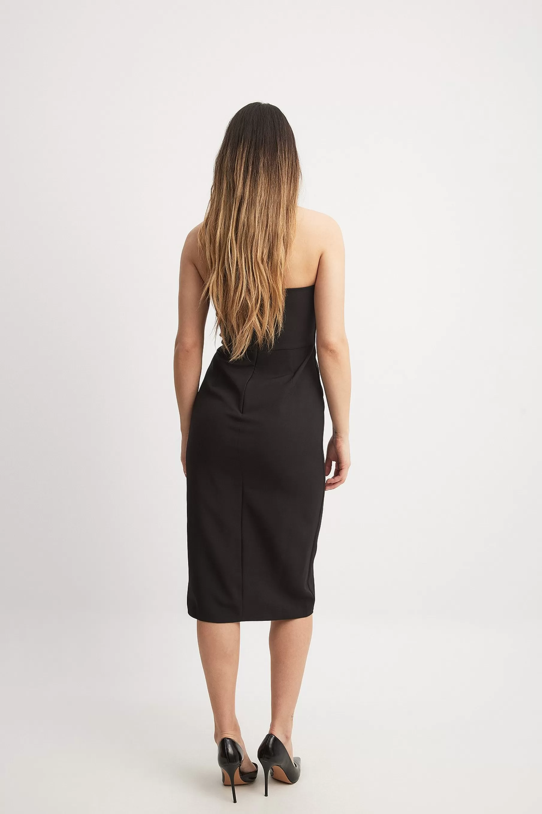 NA-KD Bandeau Slit Midi Dress Black