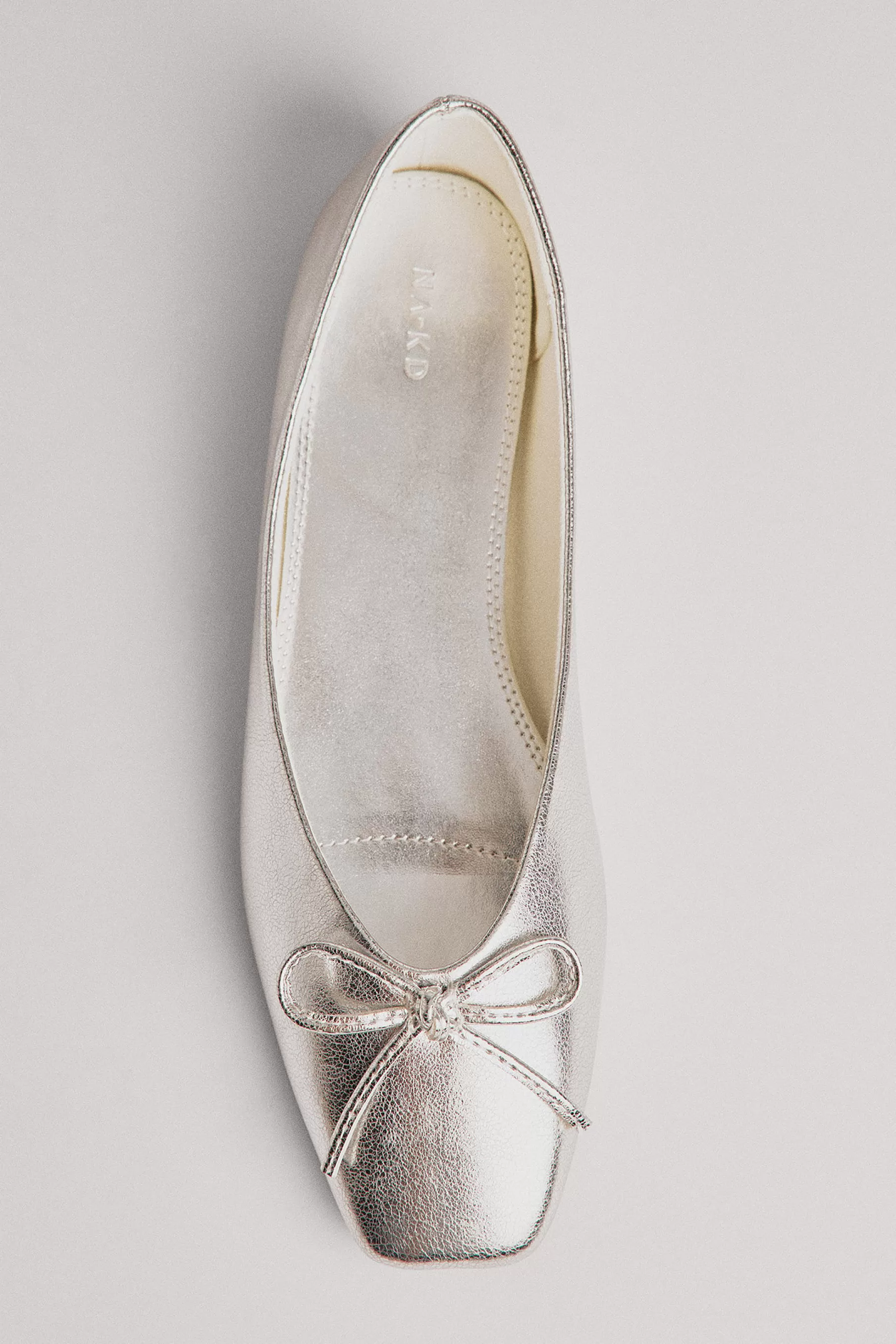 NA-KD Basic Bow Ballerinas Silver