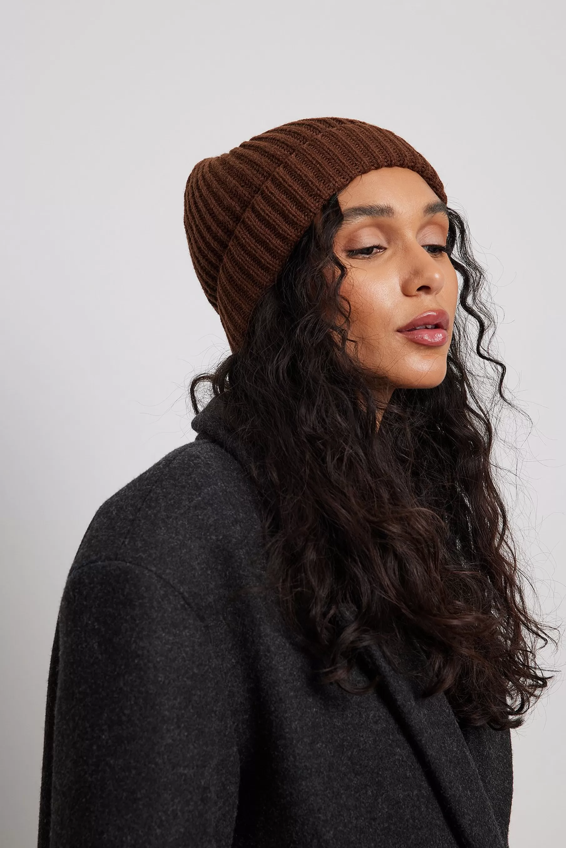 NA-KD Basic Knitted Beanie Brown