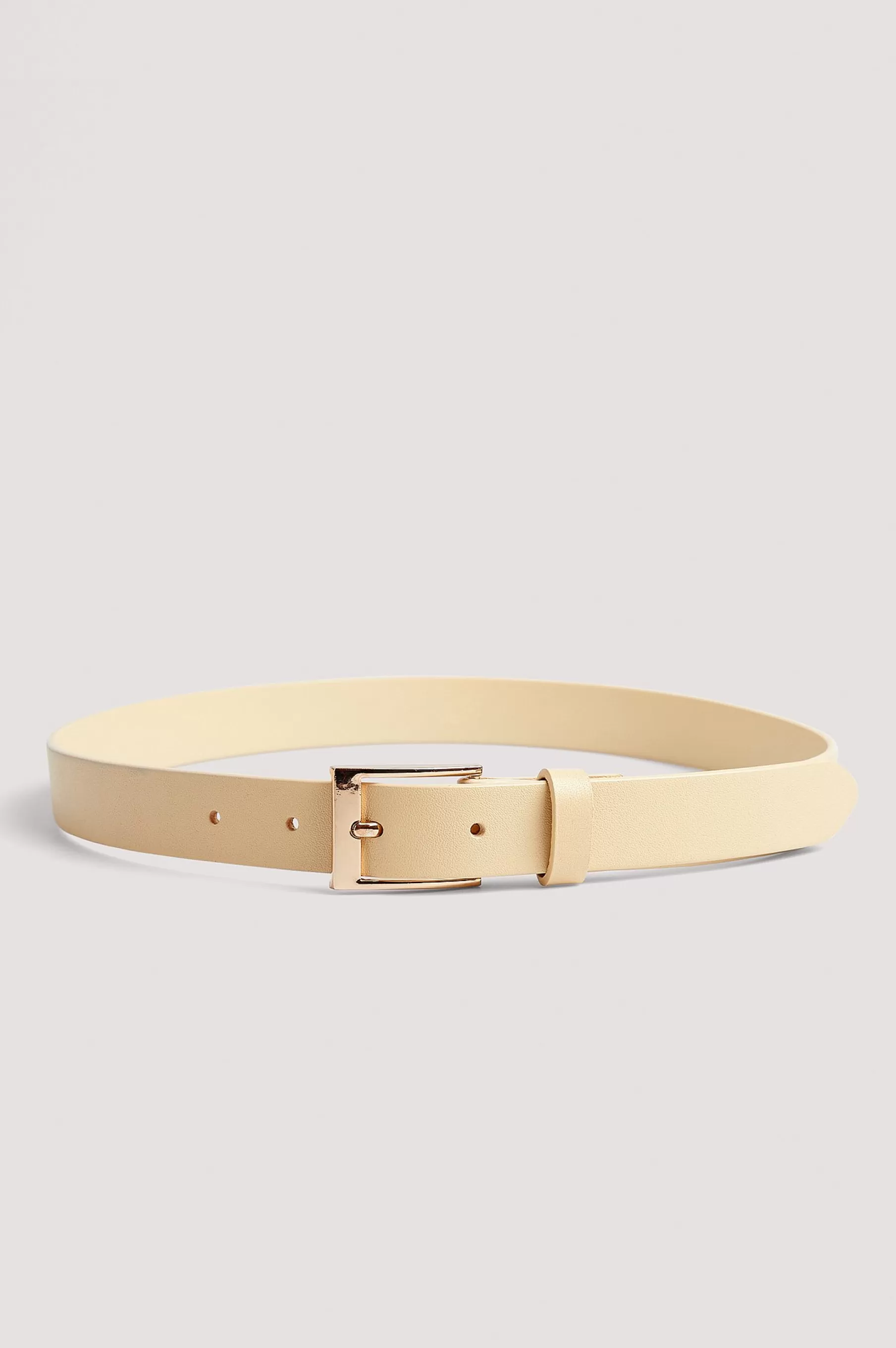 NA-KD Basic Slim Leather Belt Beige