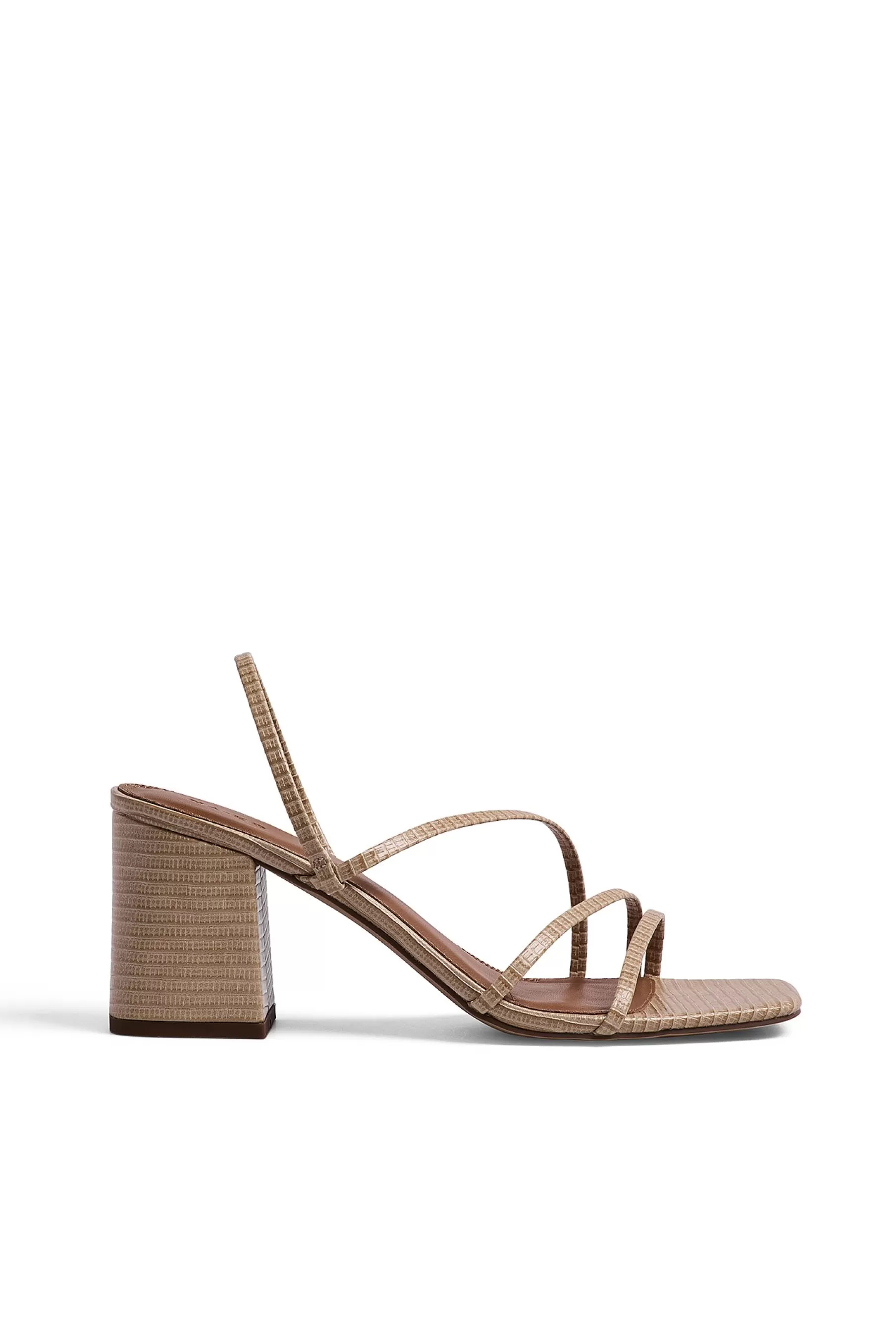 NA-KD Basic Strappy Block Heels Beige