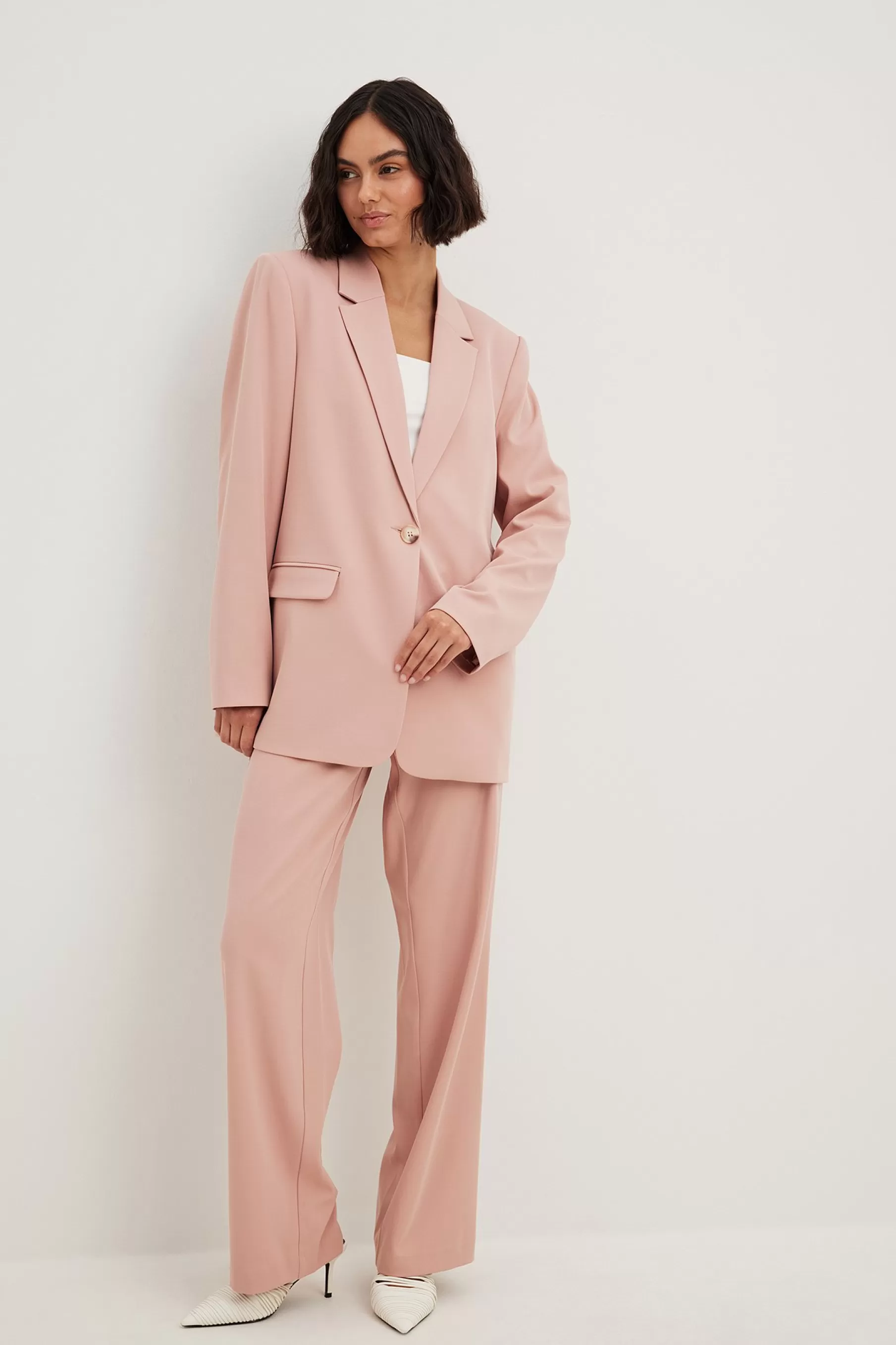 NA-KD Basic Suit Pants Pink