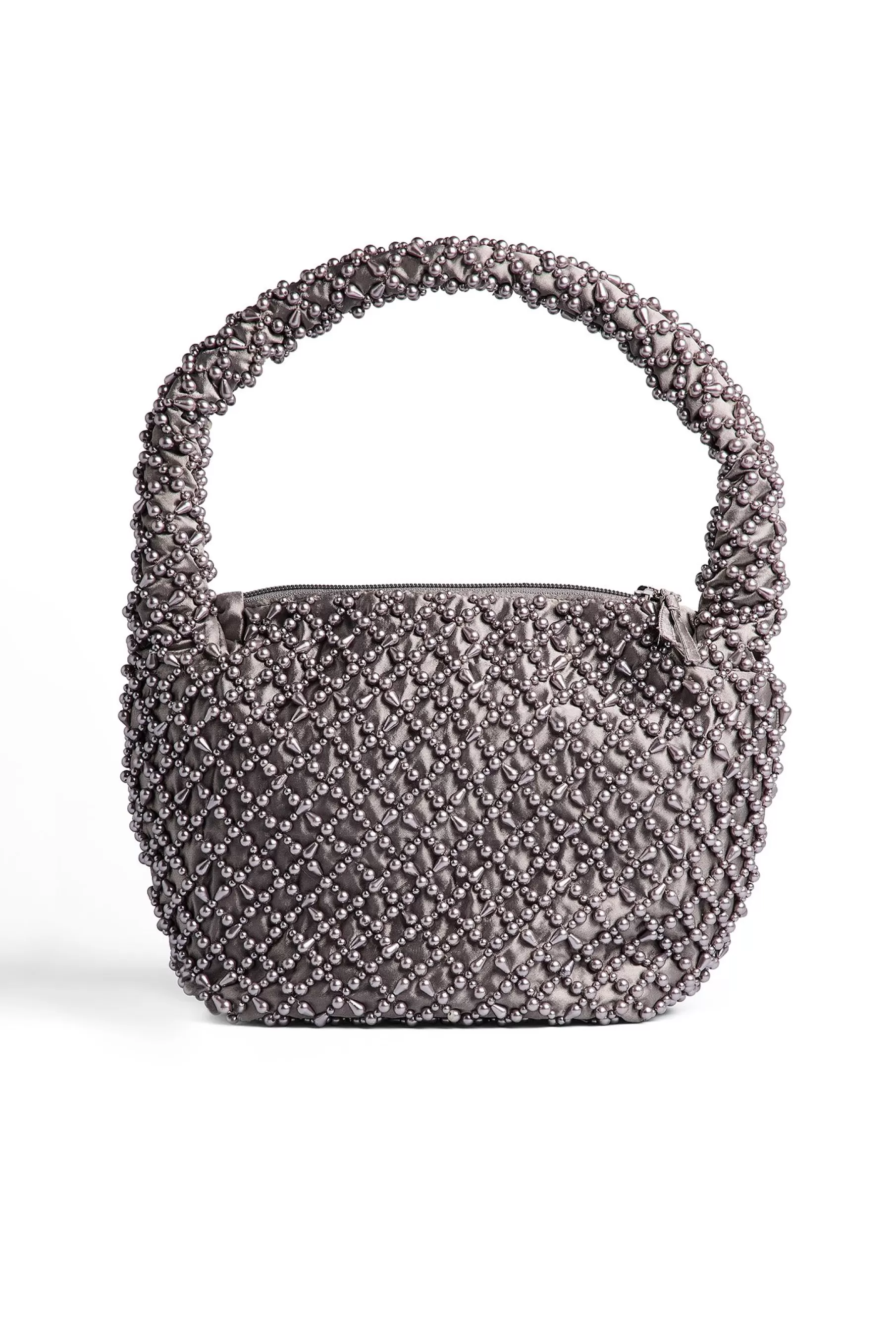 NA-KD Beaded Rounded Bag Grey