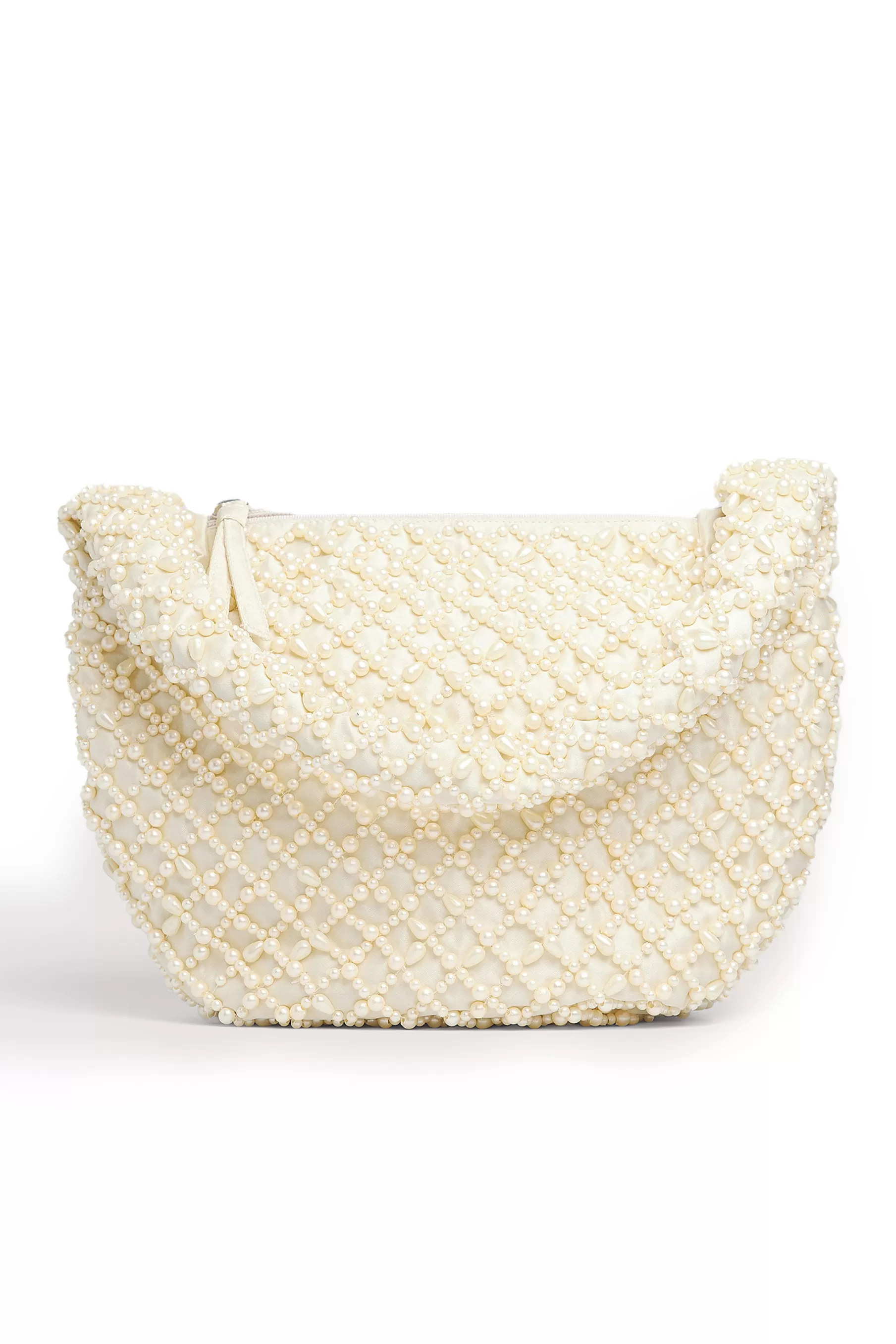 NA-KD Beaded Rounded Bag Offwhite