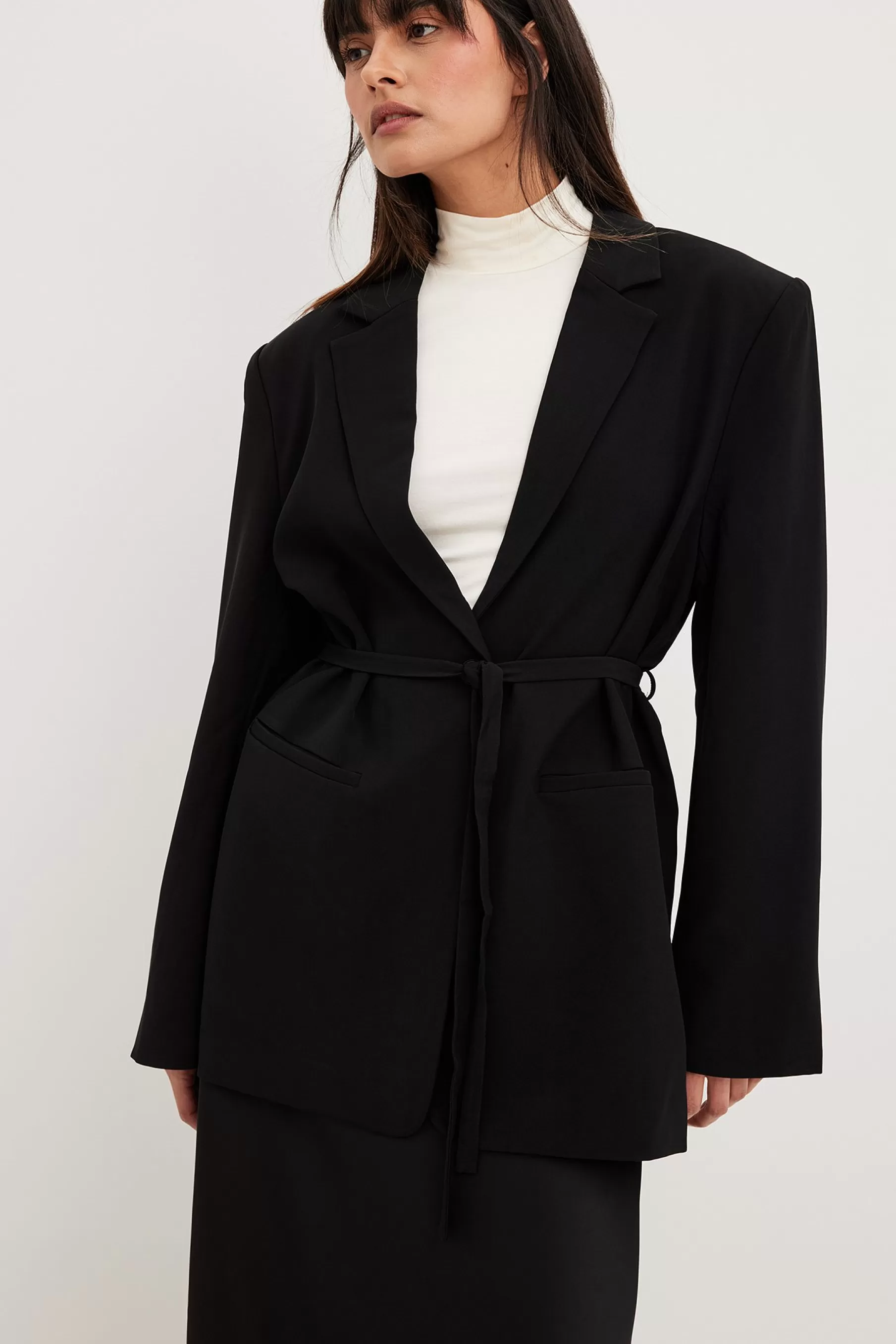 NA-KD Belted Blazer Black