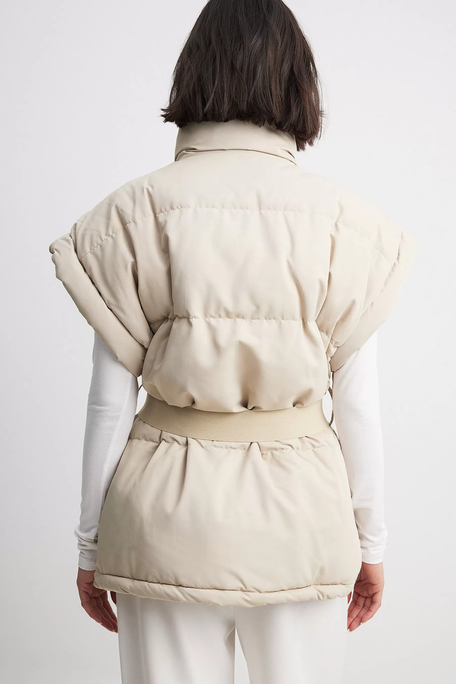 NA-KD Belted Padded Vest Beige