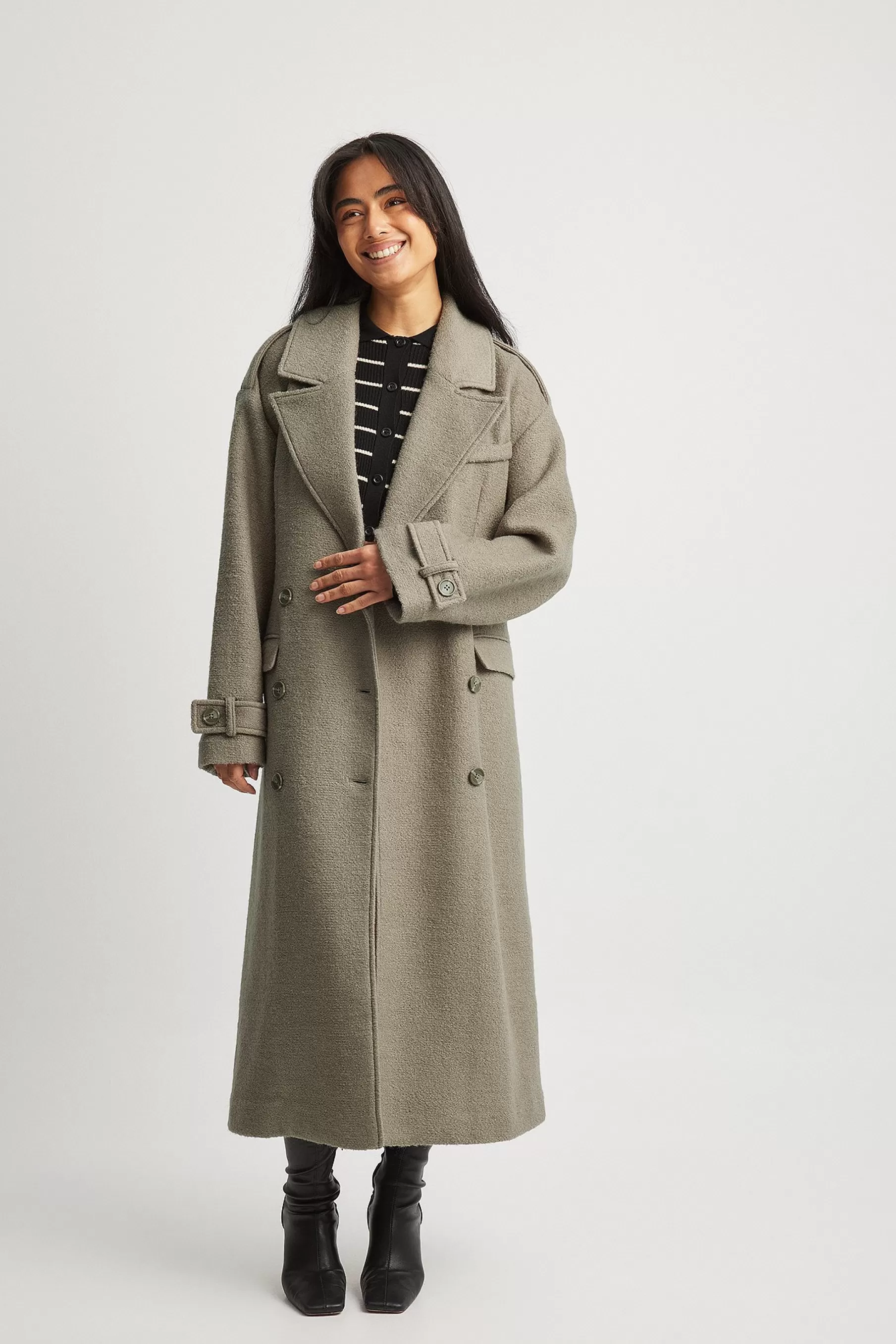 NA-KD Belted Structured Coat Beige