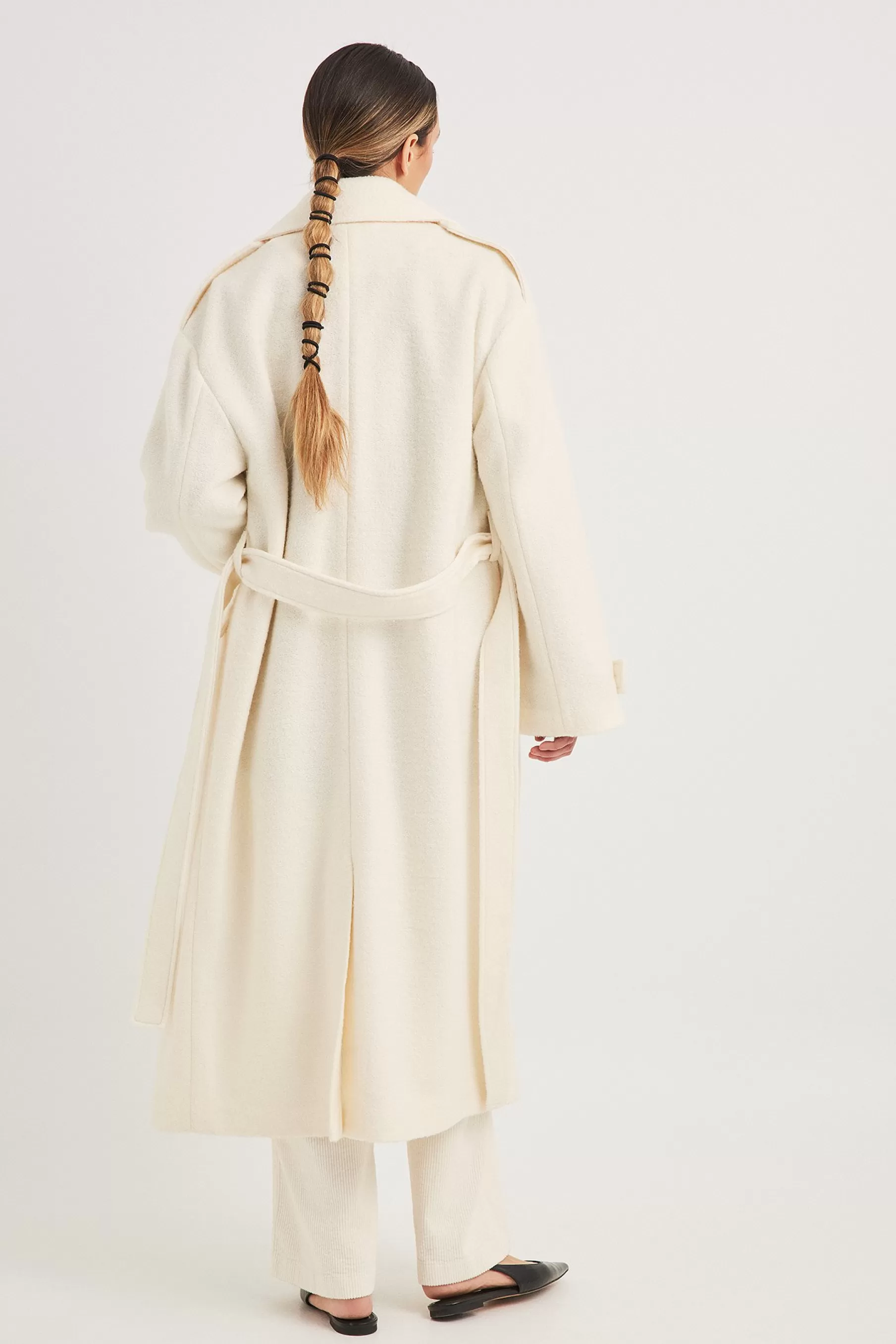 NA-KD Belted Structured Coat Offwhite