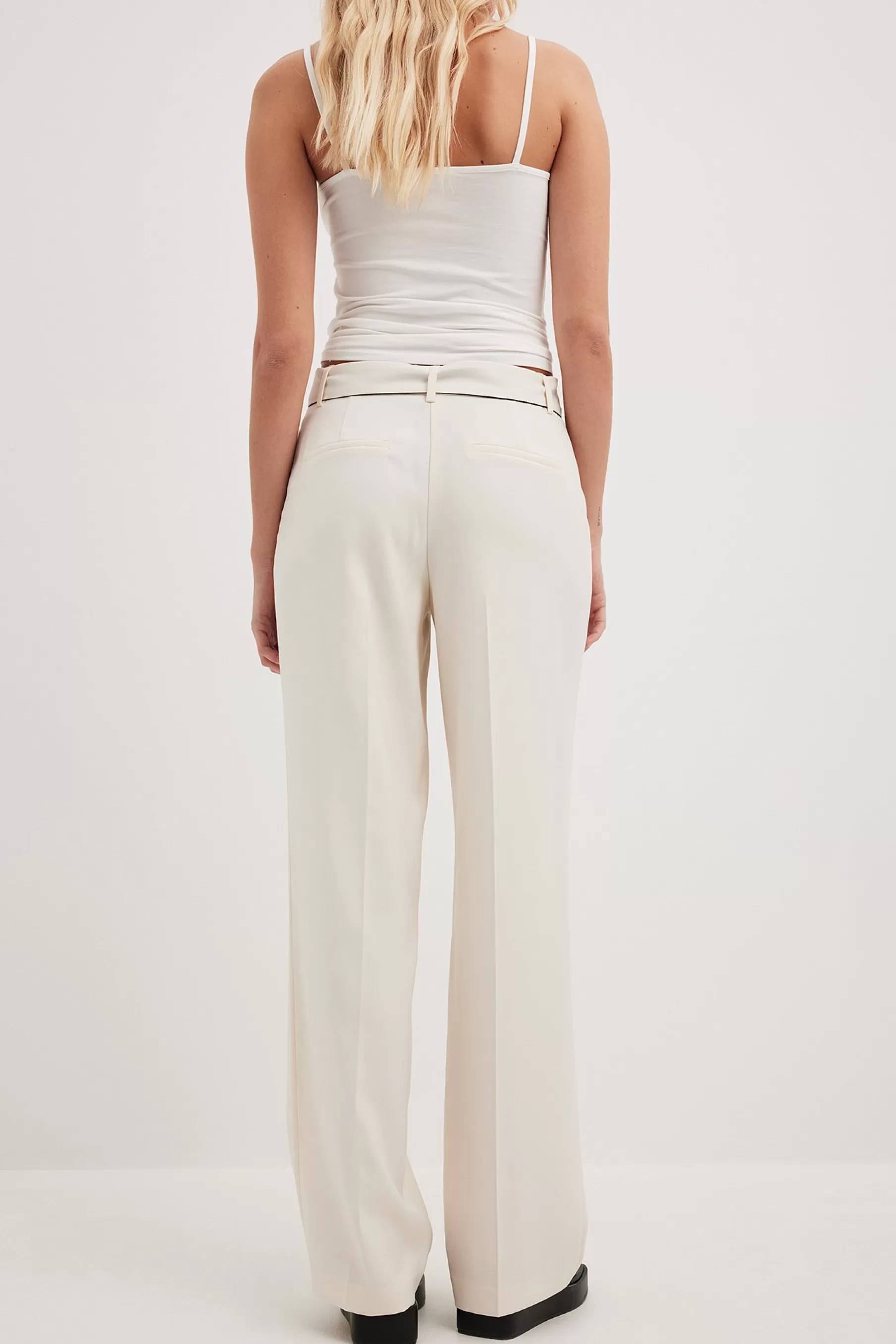 NA-KD Belted Suit Trousers Offwhite