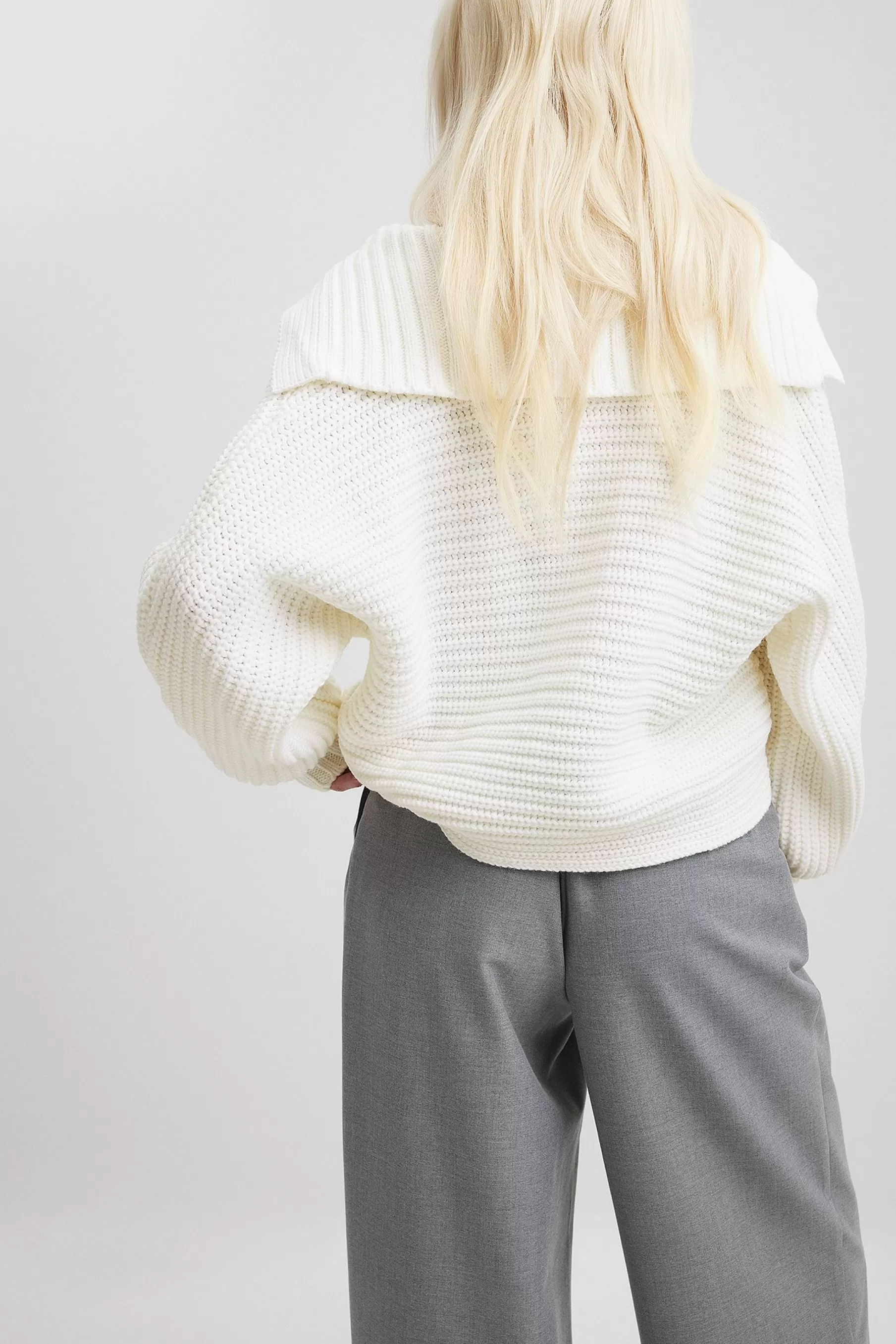 NA-KD Big Collar Chunky Knitted Sweater Offwhite