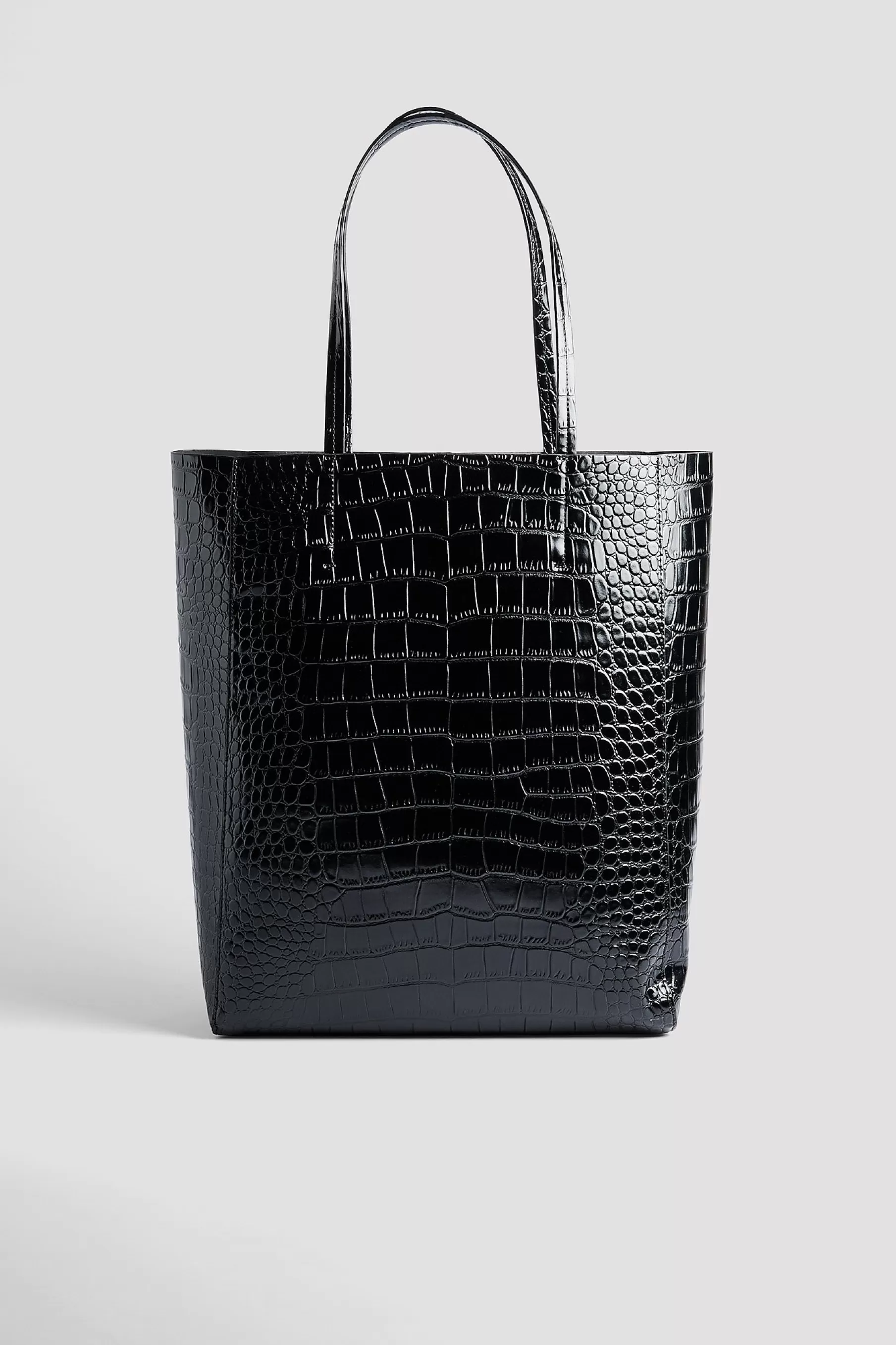 NA-KD Big Croc Tote Bag Black