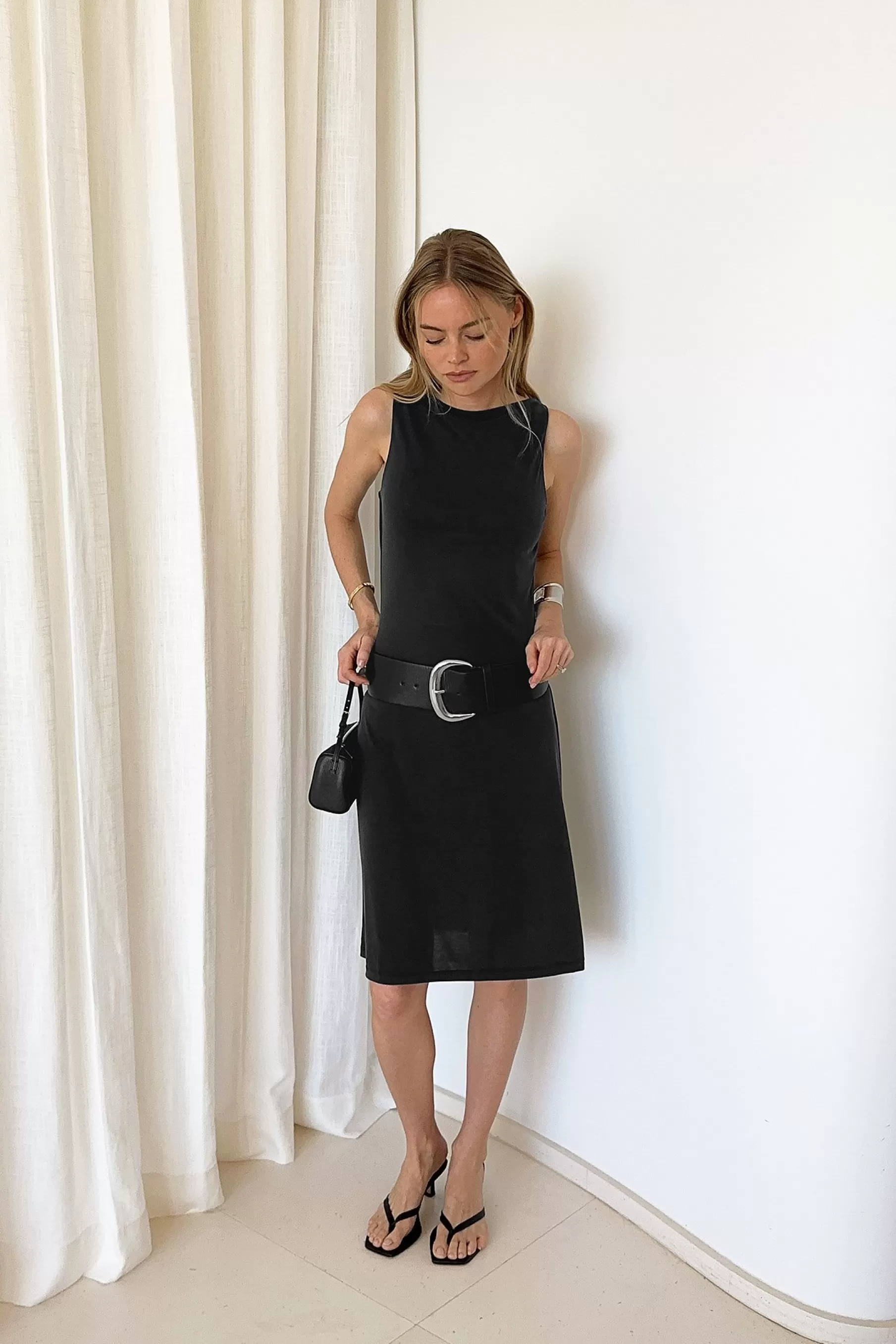 NA-KD Boat Neck Midi Dress Black