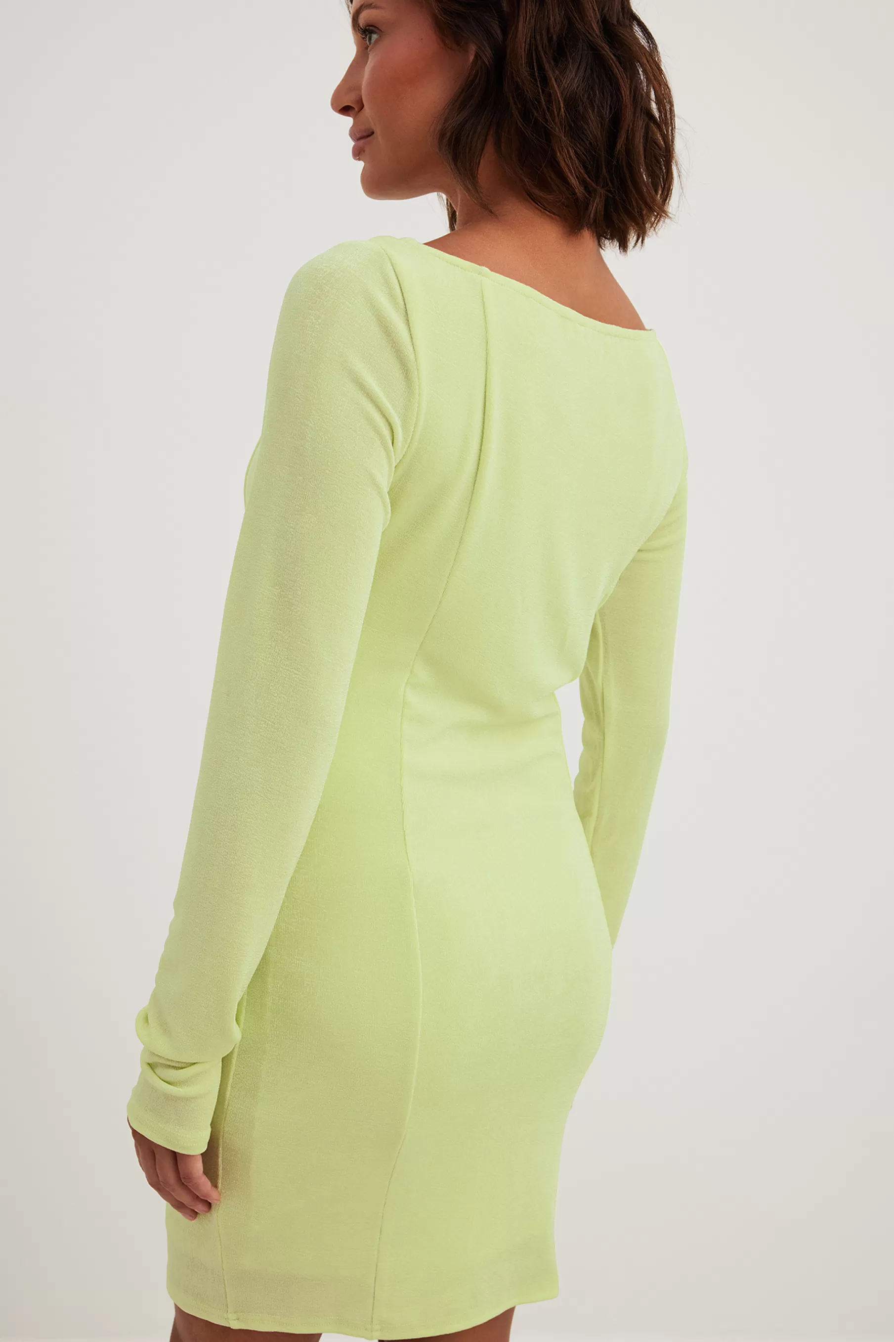 NA-KD Boat Neck Mini Dress Green