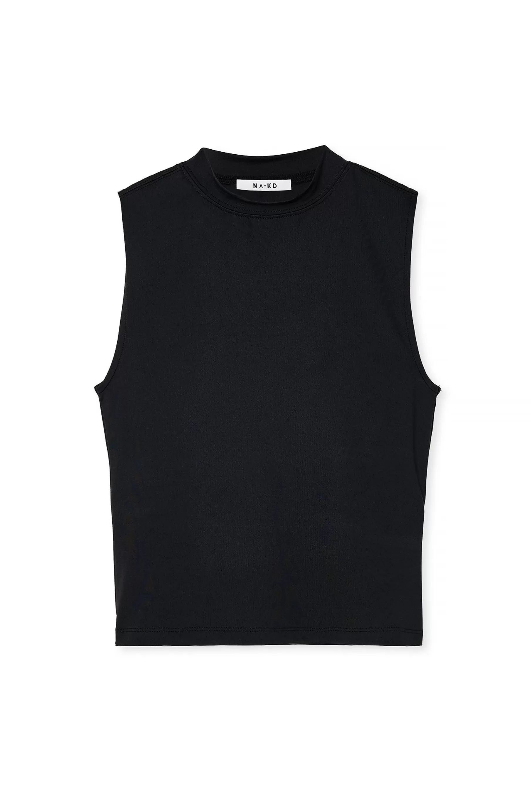 NA-KD Body Hugging High Neck Top Black