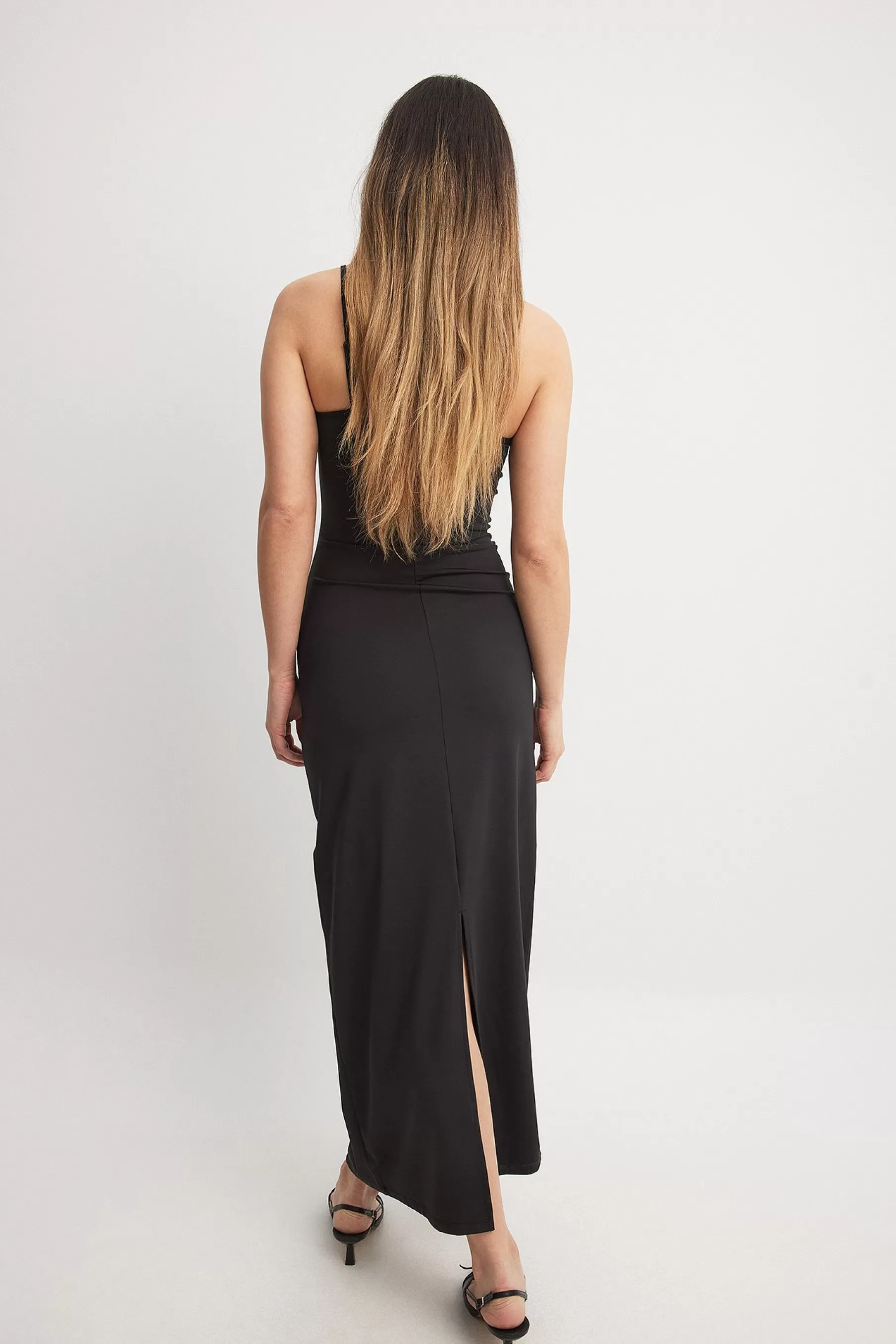 NA-KD Body Hugging Slip Maxi Dress Black