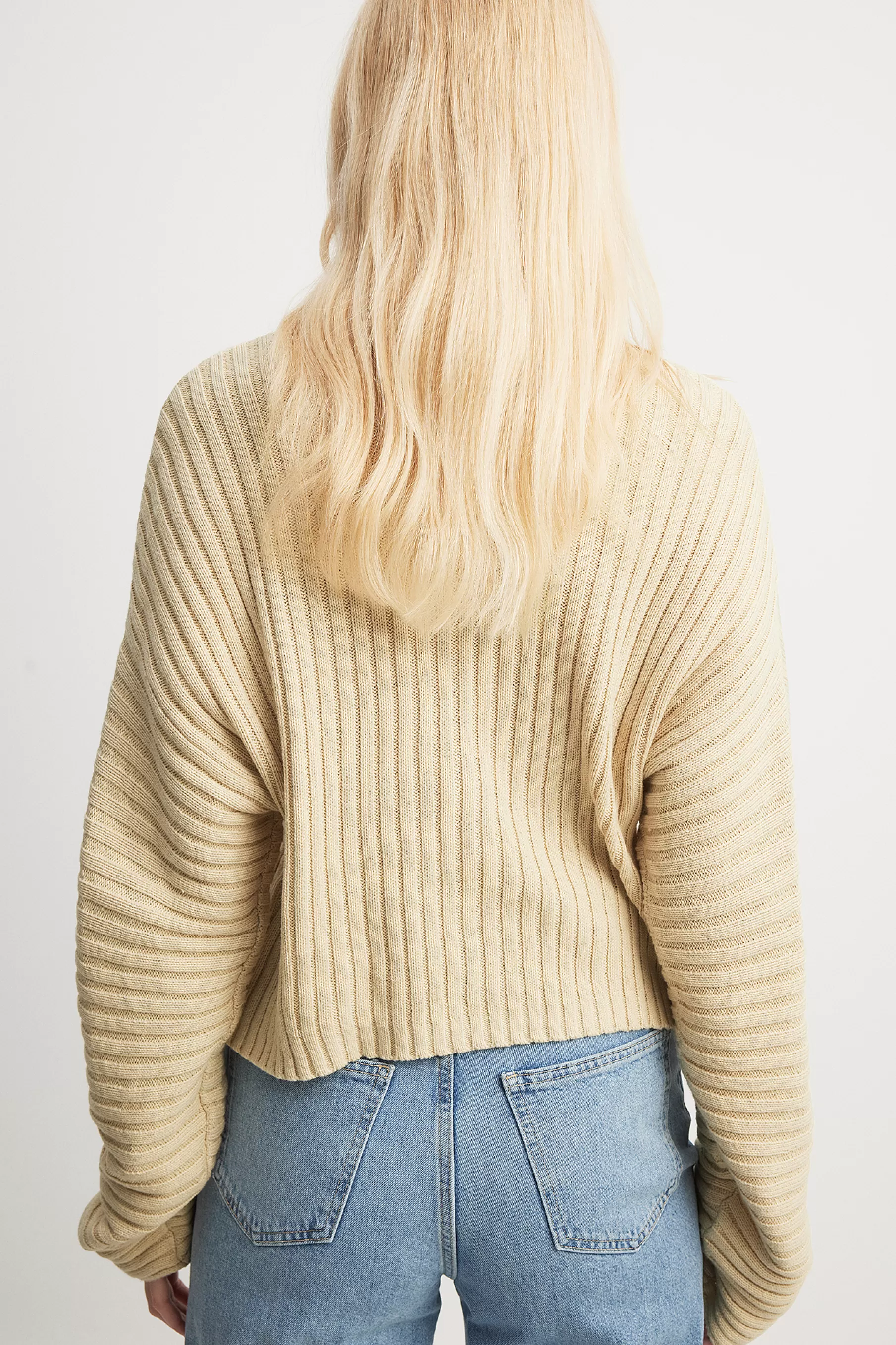 NA-KD Braided Knitted Sweater Beige