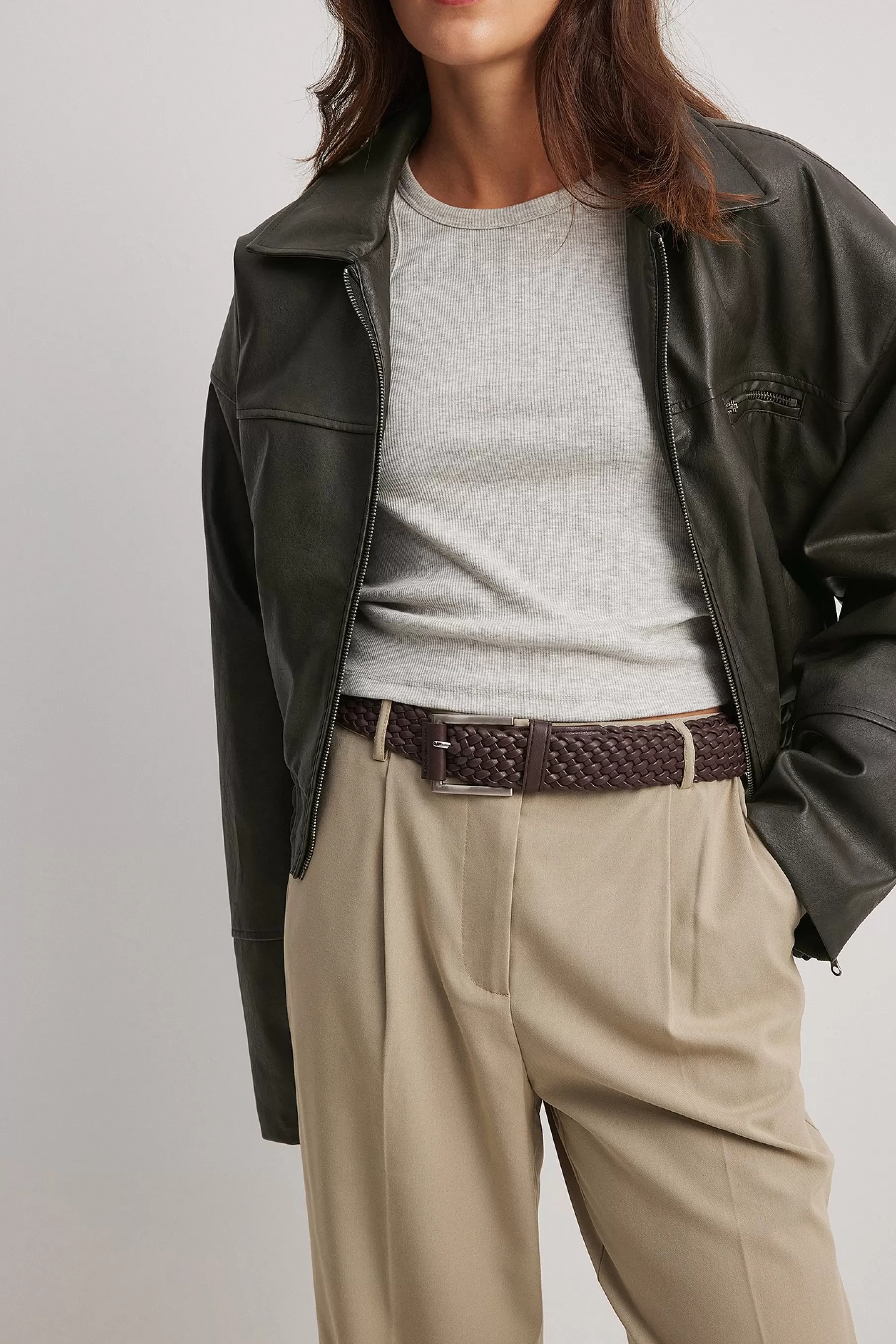 NA-KD Braided Pu Belt Brown