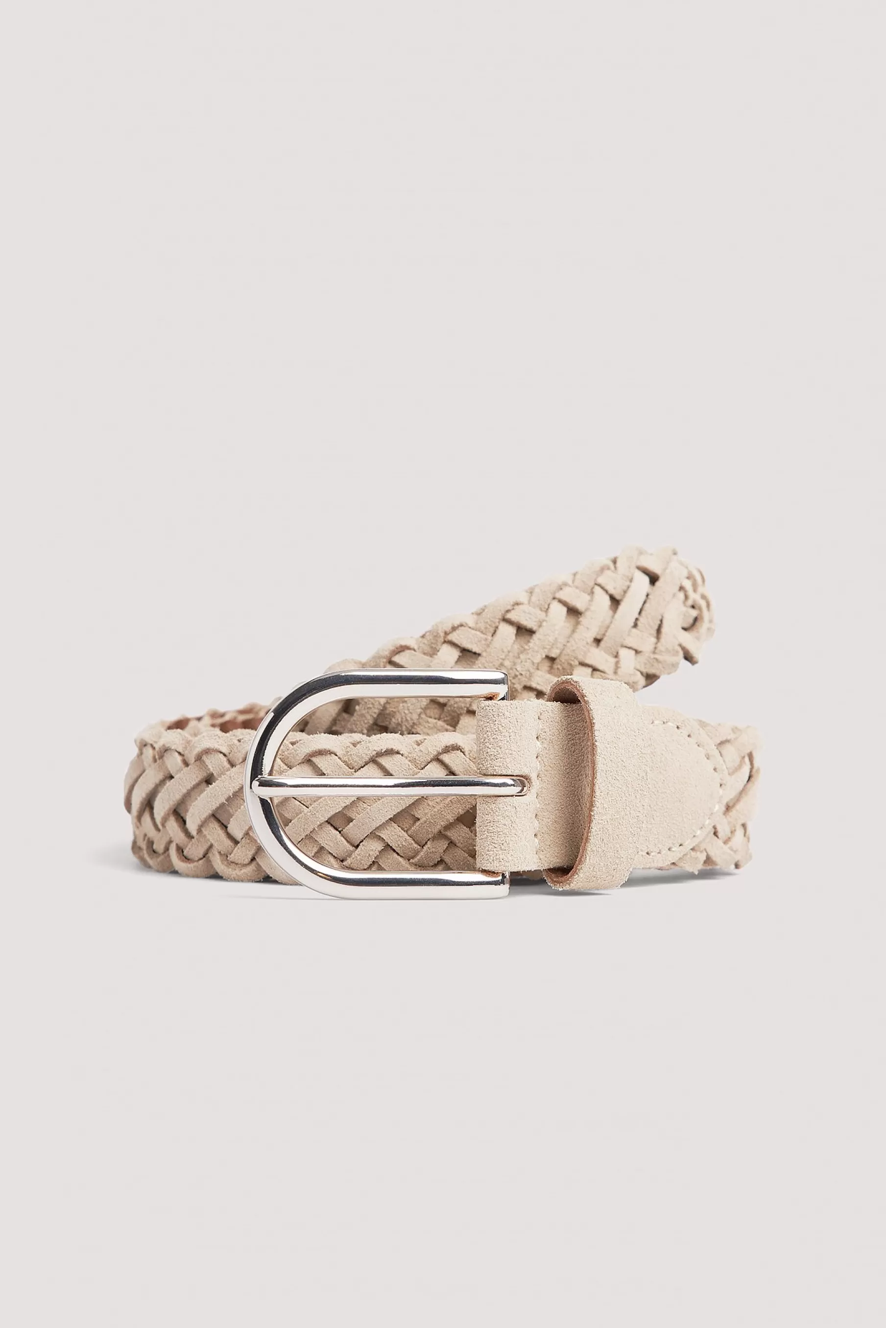 NA-KD Braided Suede Belt Beige