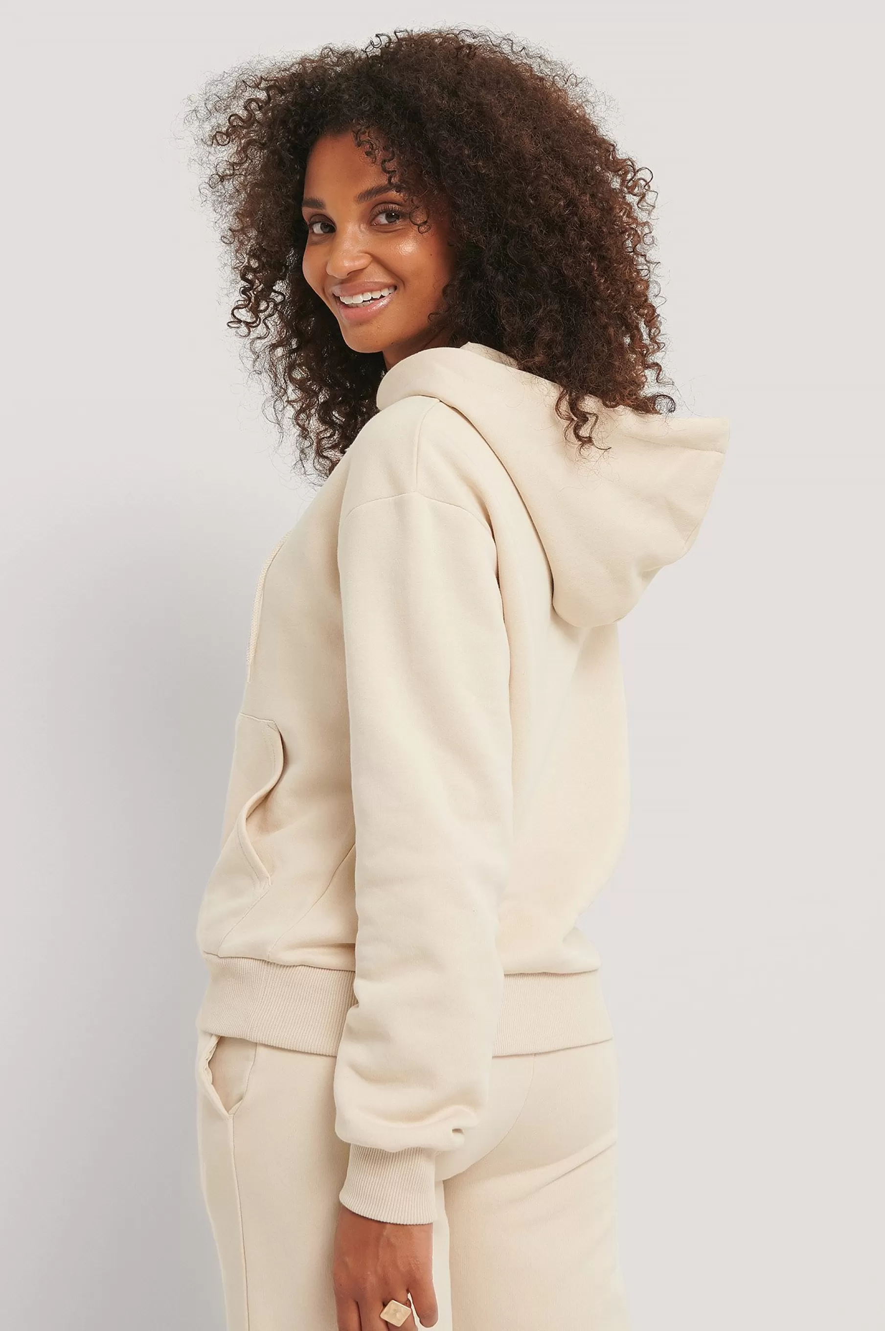 NA-KD Brushed Hoodie Beige