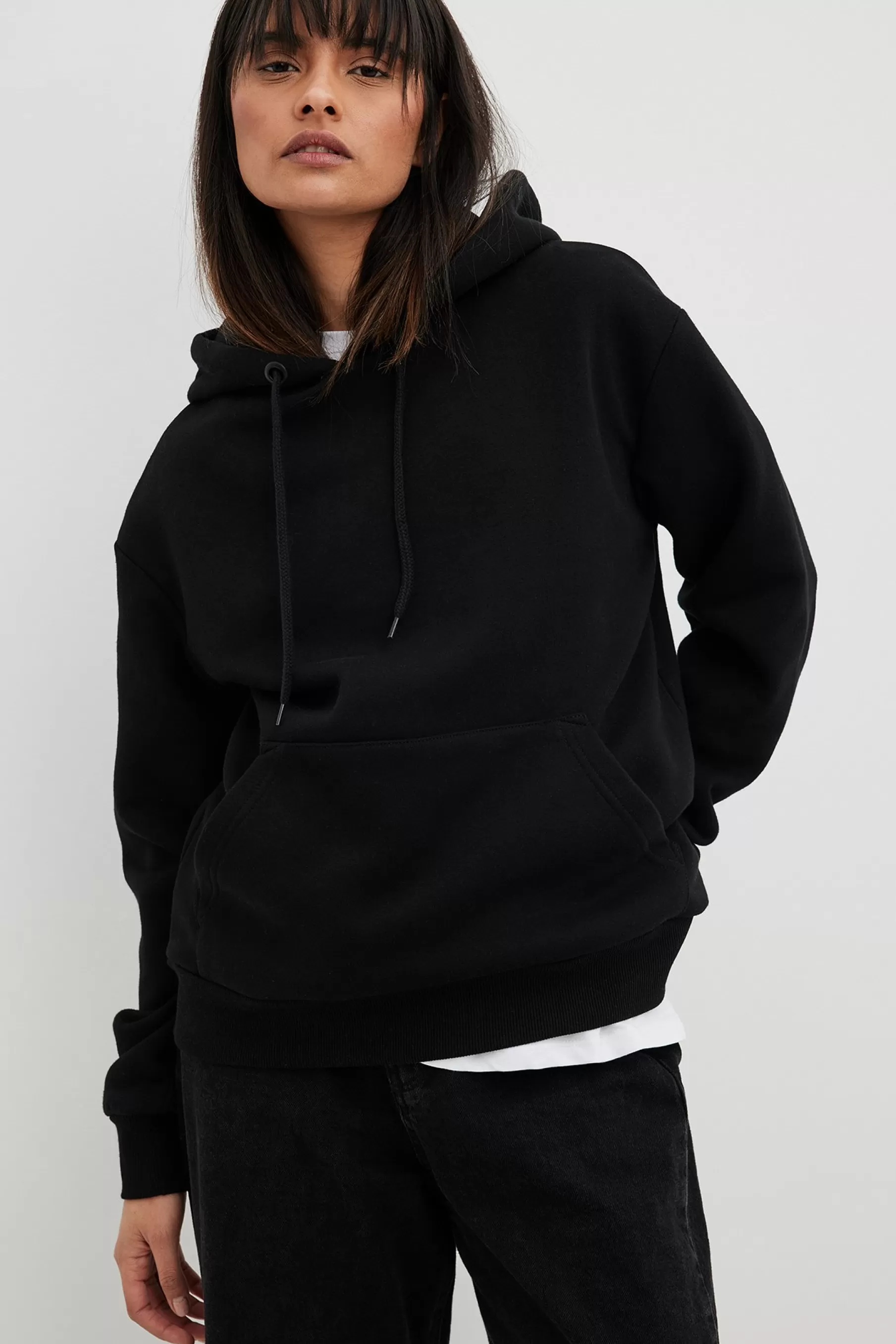 NA-KD Brushed Hoodie Black