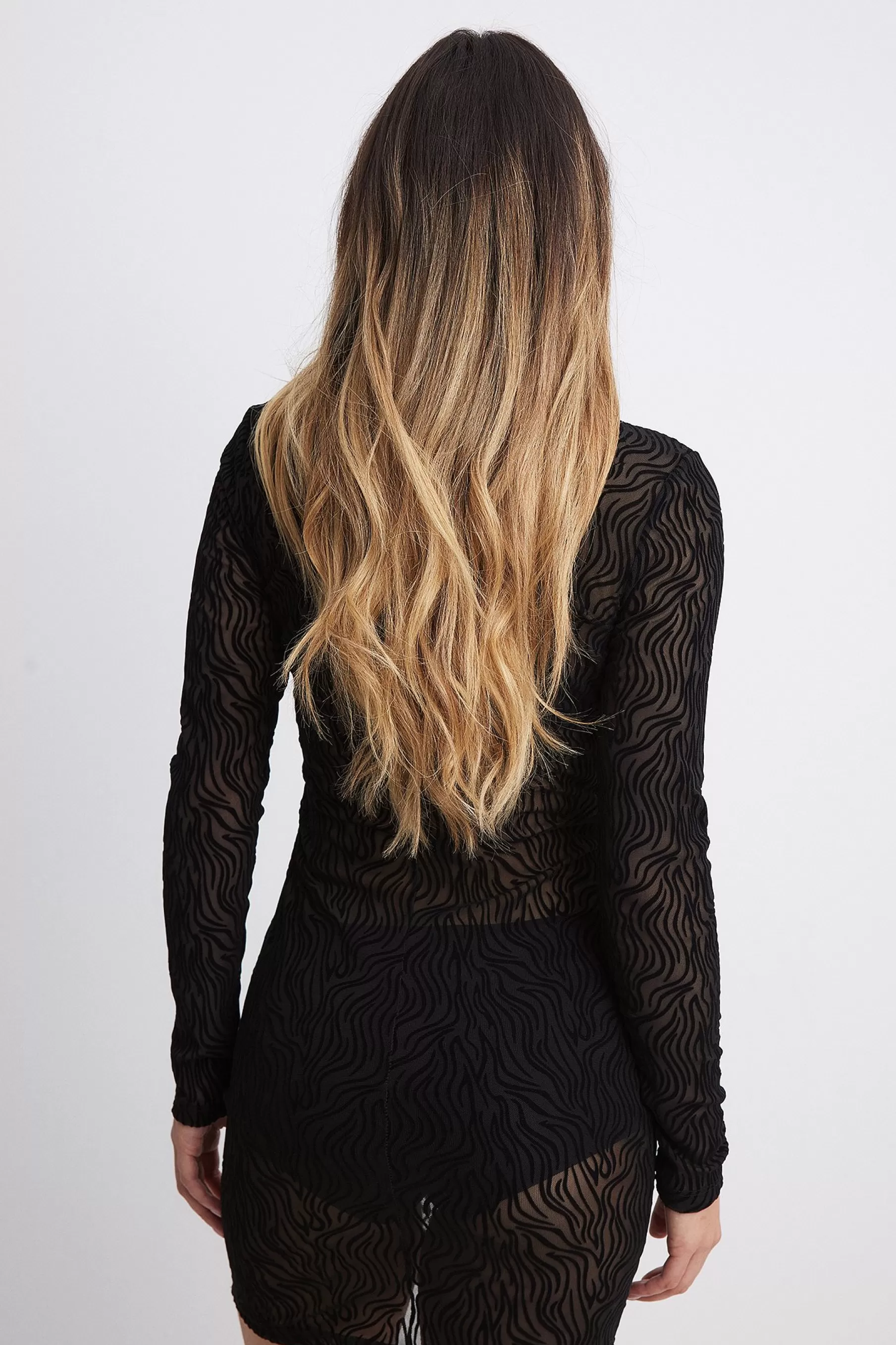 NA-KD Burn Out Mesh Dress Black