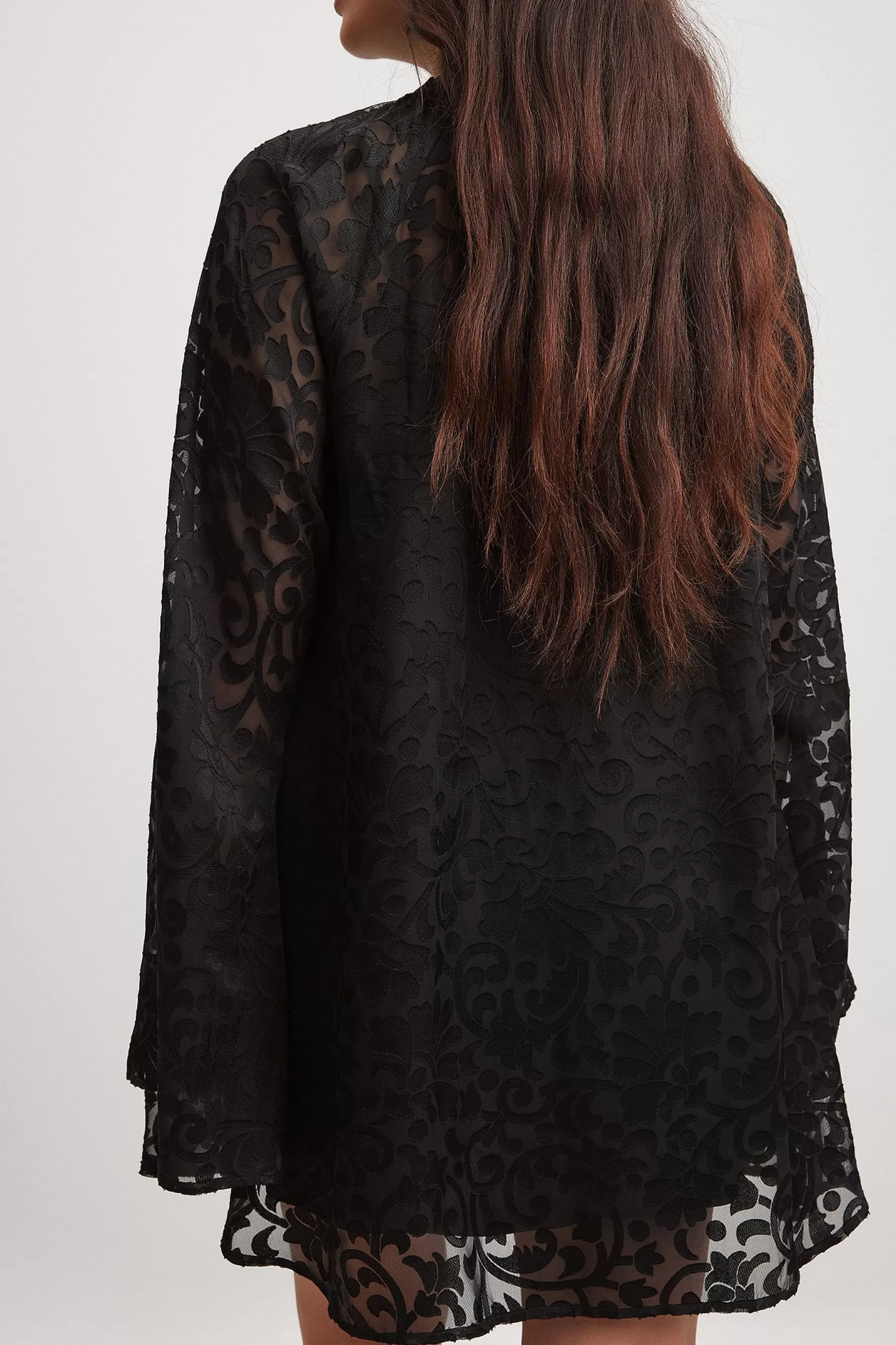 NA-KD Burn Out Velvet Mini Dress Black