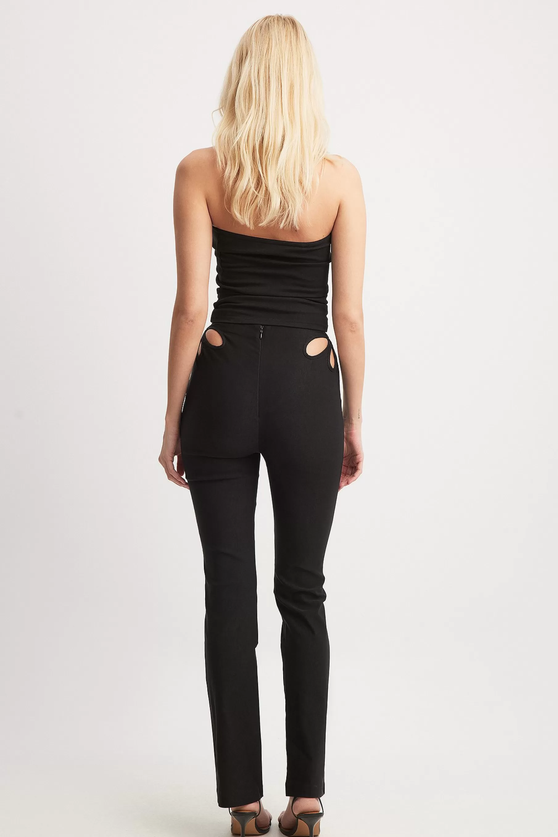 NA-KD Butterfly Cut Out Pants Black